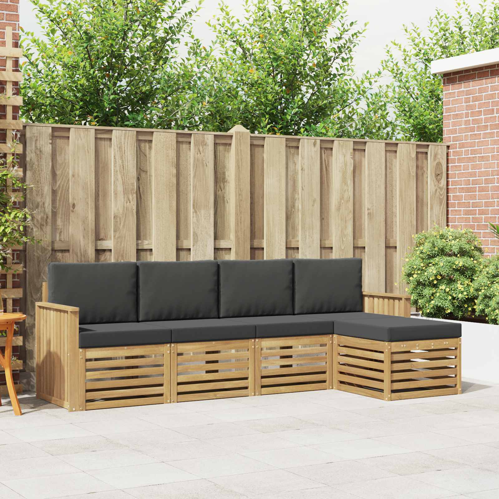 Outdoor-Sofagarnitur 5 stk. Weiß und Anthrazit Polyester