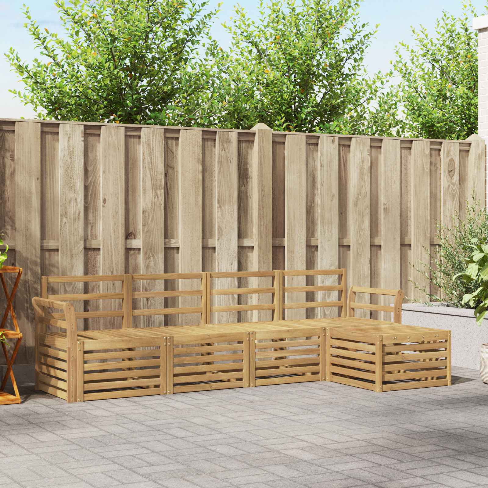 Outdoor-Sofagarnitur 5 stk. Weiß Massivholz Akazie