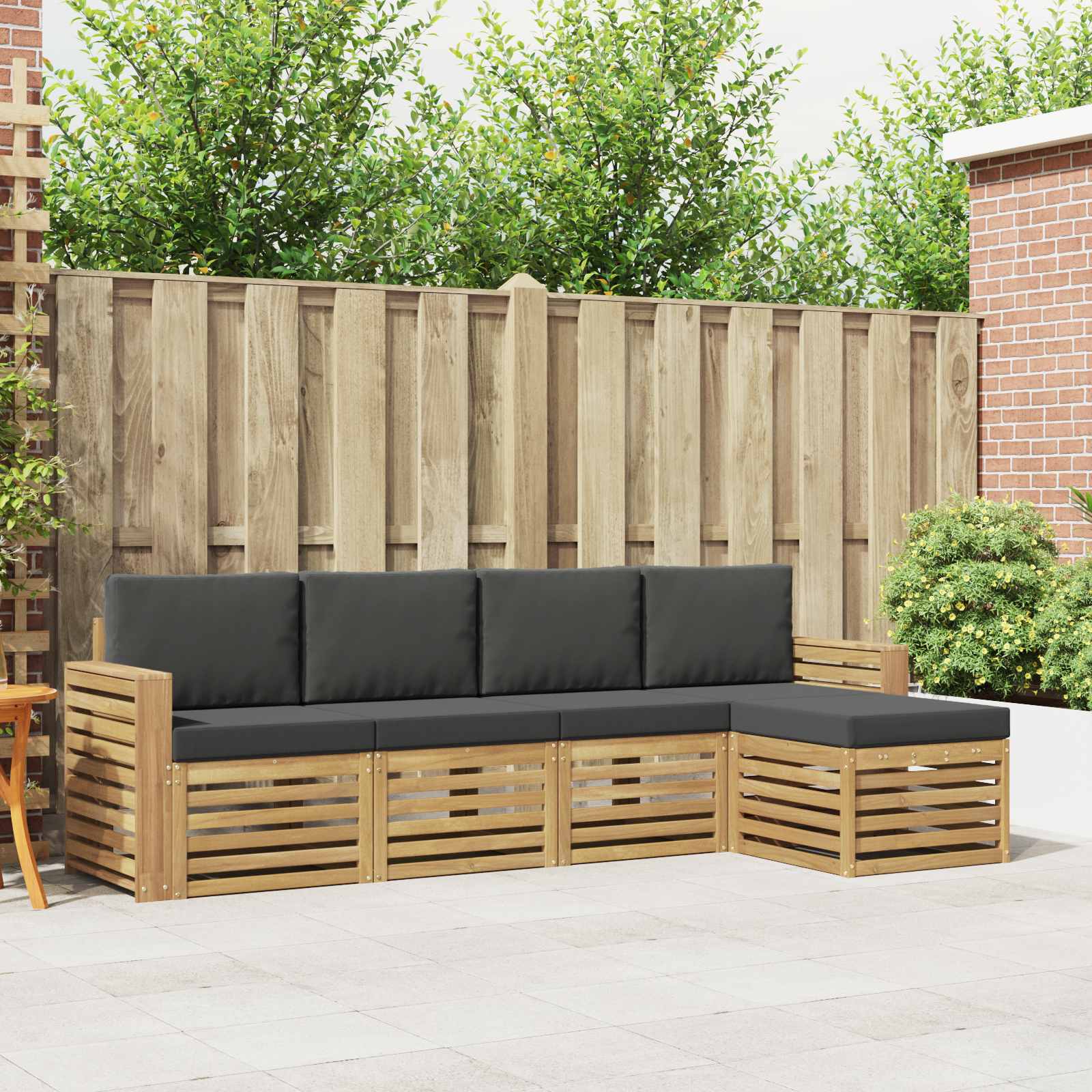 Outdoor-Sofagarnitur 5 stk. Weiß und Anthrazit Polyester