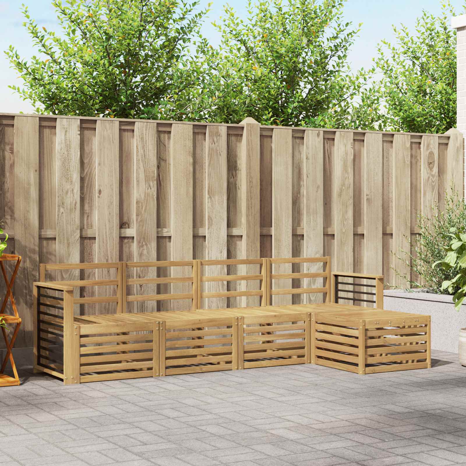Outdoor-Sofagarnitur 5 stk. Weiß Massivholz Akazie