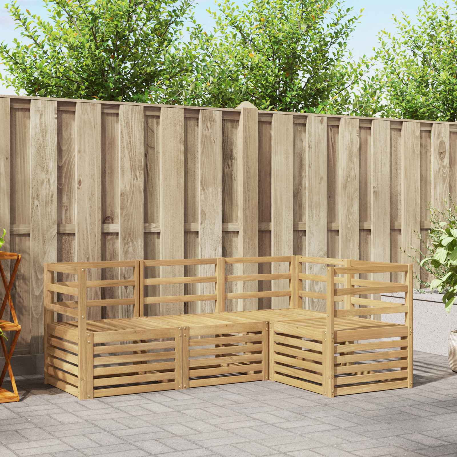 Outdoor-Sofagarnitur 4 stk. Weiß Massivholz Akazie