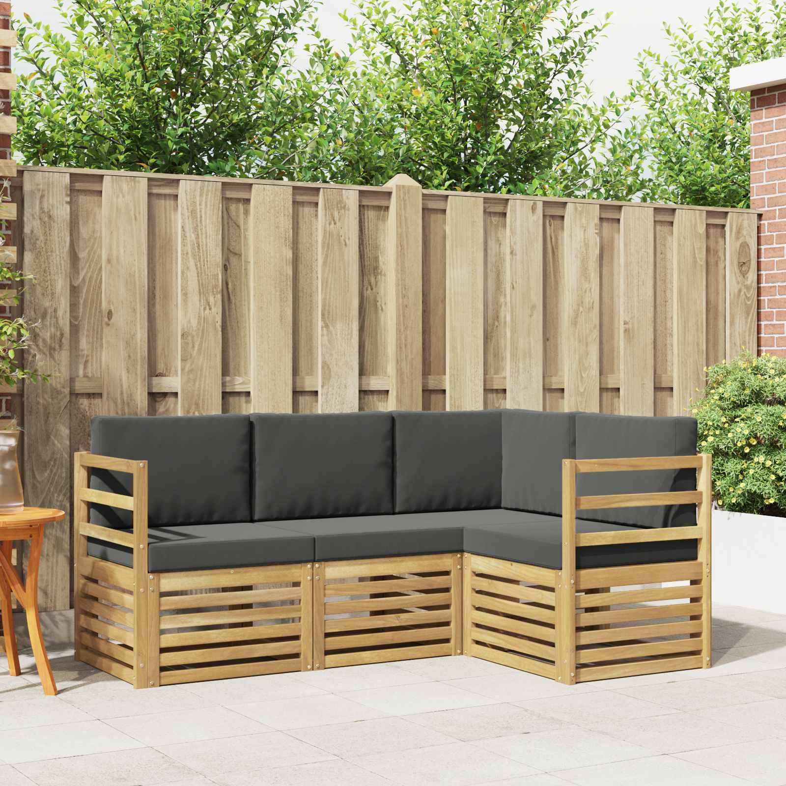 Outdoor-Sofagarnitur 4 stk. Weiß und Anthrazit Polyester