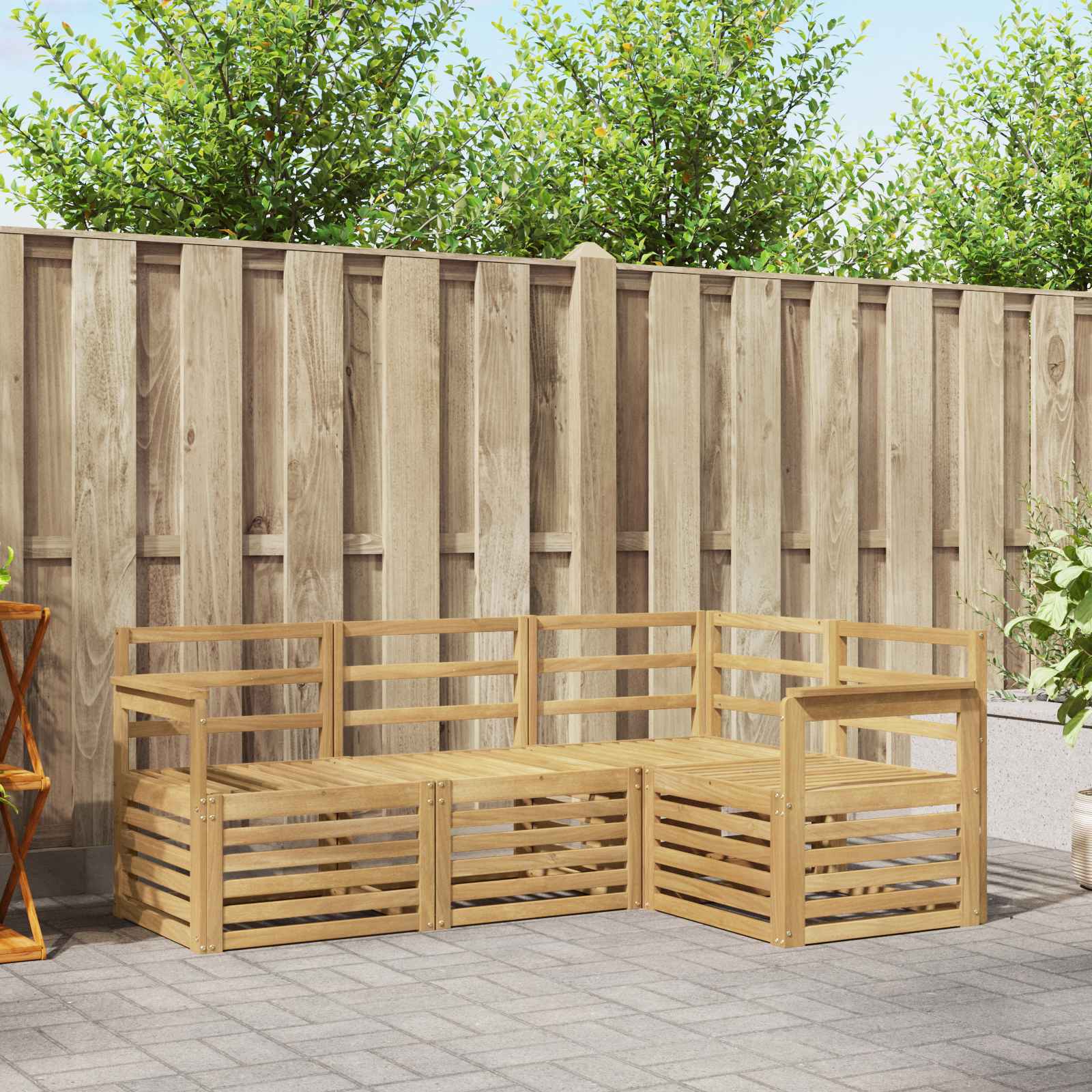 Outdoor-Sofagarnitur 4 stk. Weiß Massivholz Akazie