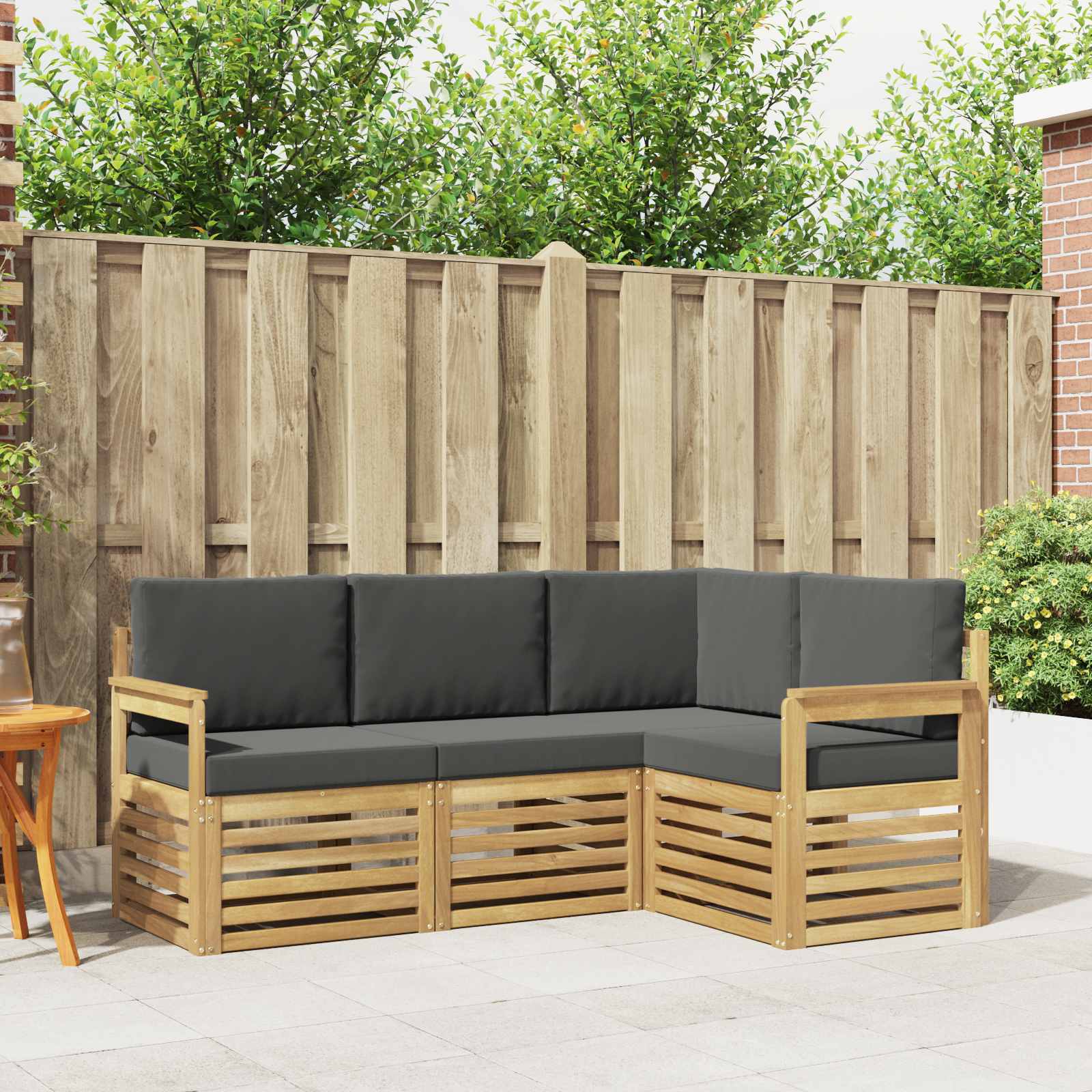 Outdoor-Sofagarnitur 4 stk. Weiß und Anthrazit Polyester