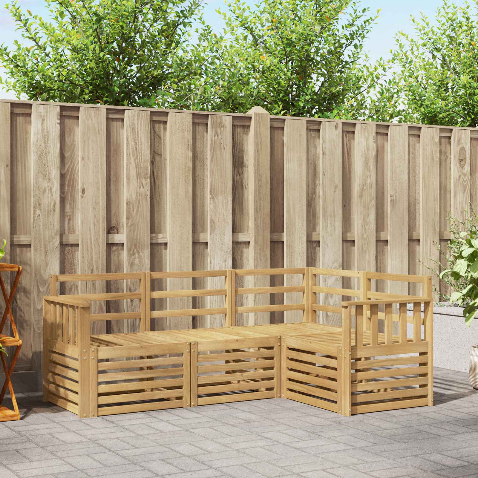 Outdoor-Sofagarnitur 4 stk. Weiß Massivholz Akazie