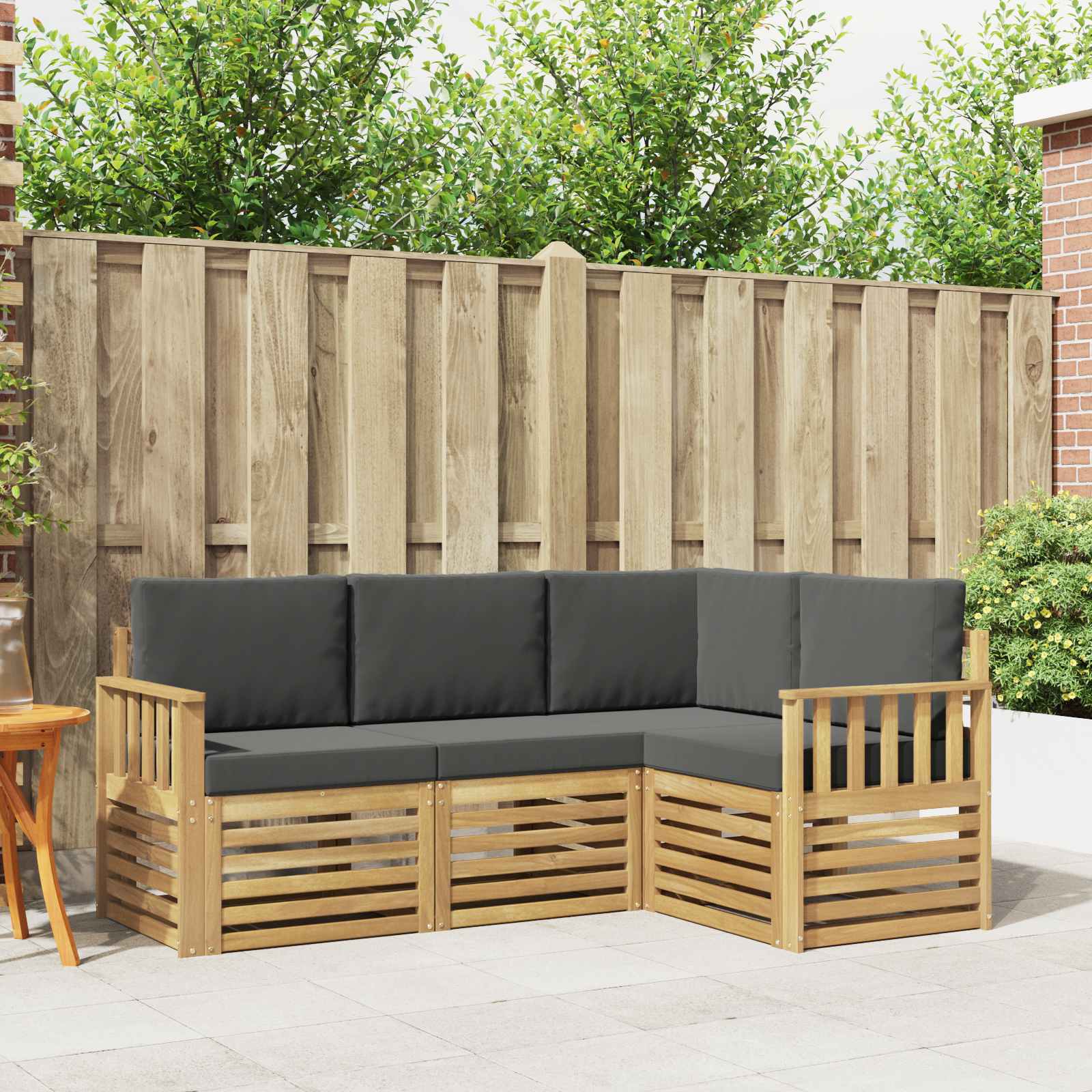 Outdoor-Sofagarnitur 4 stk. Weiß und Anthrazit Polyester