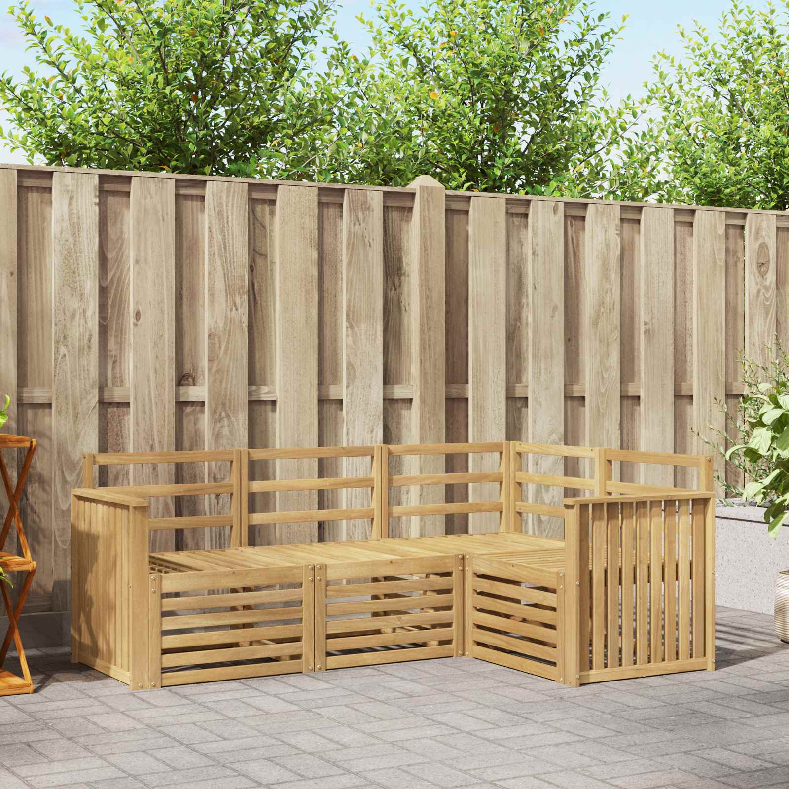 Outdoor-Sofagarnitur 4 stk. Weiß Massivholz Akazie