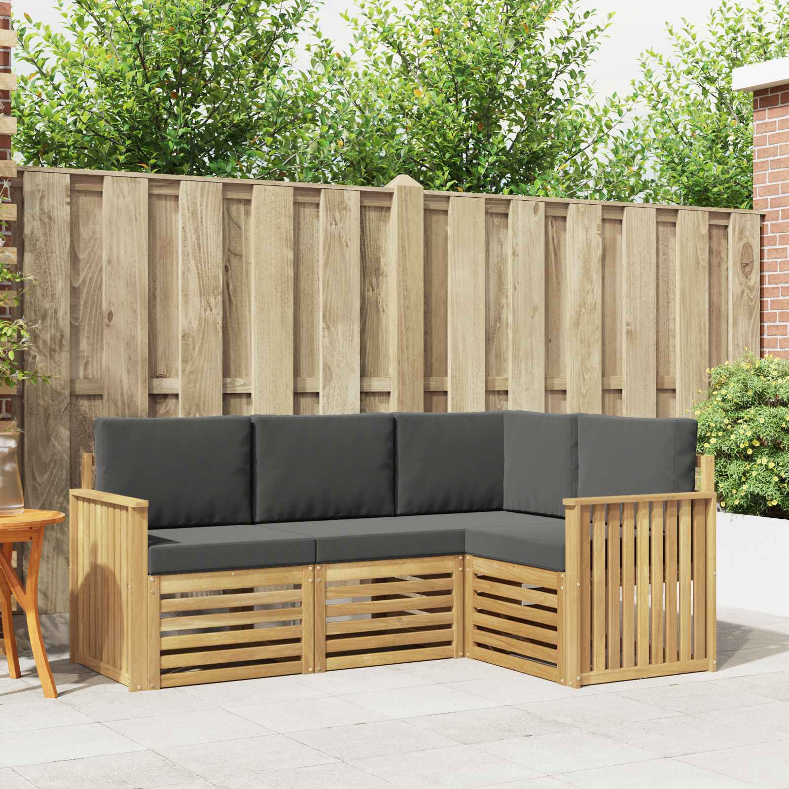 Outdoor-Sofagarnitur 4 stk. Weiß und Anthrazit Polyester