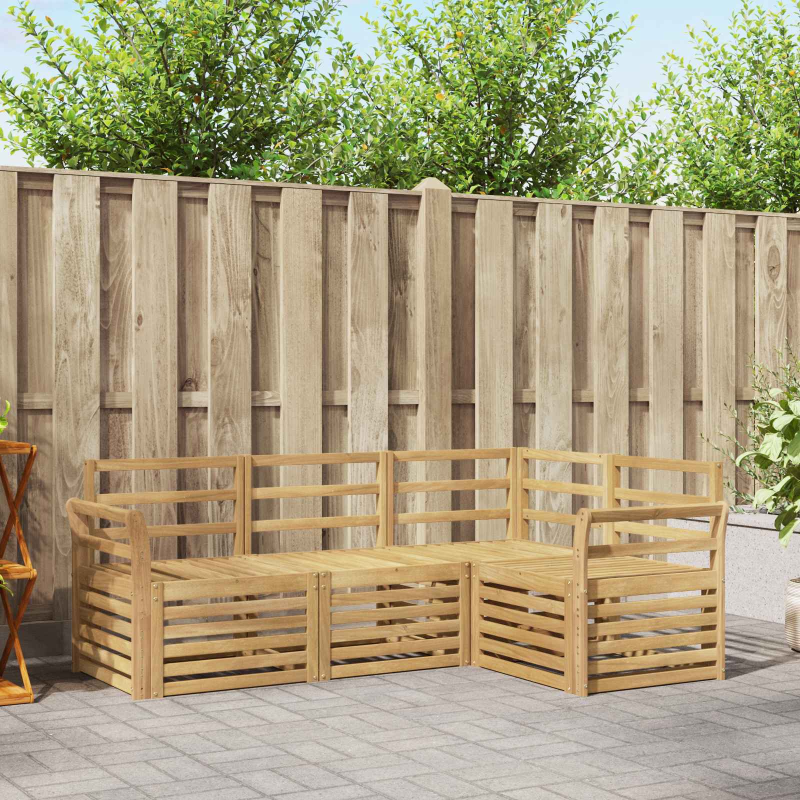 Outdoor-Sofagarnitur 4 stk. Weiß Massivholz Akazie