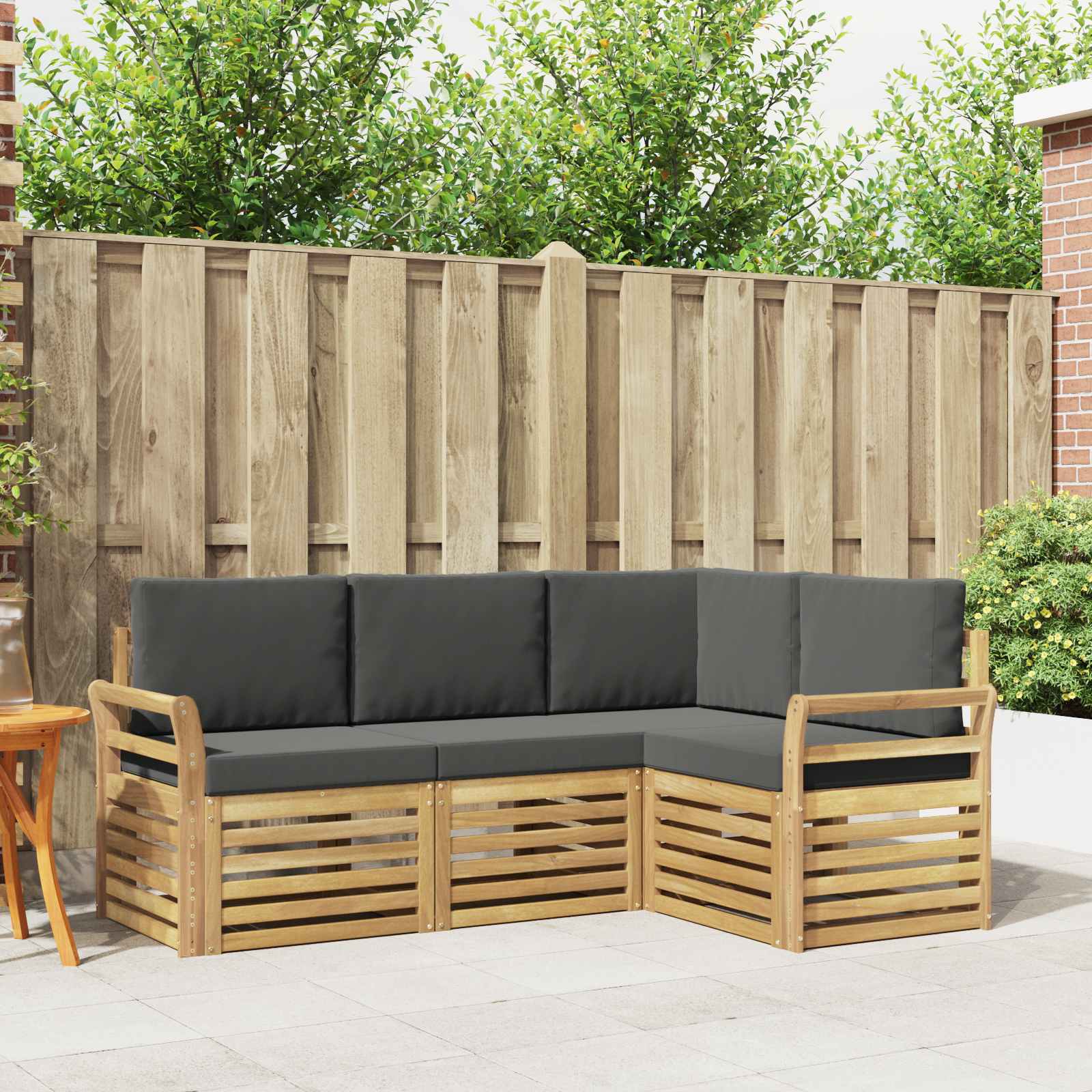Outdoor-Sofagarnitur 4 stk. Weiß und Anthrazit Polyester