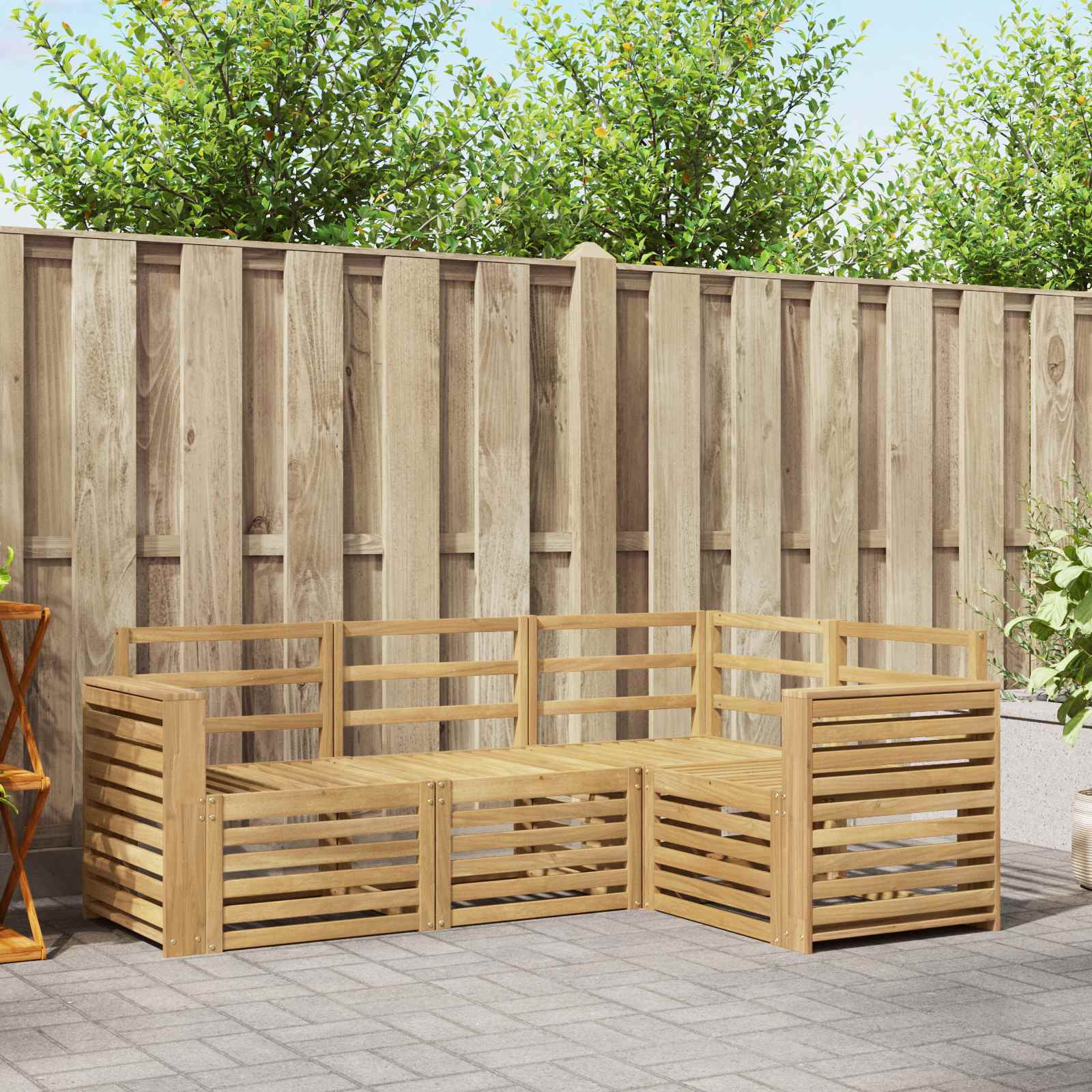 Outdoor-Sofagarnitur 4 stk. Weiß Massivholz Akazie