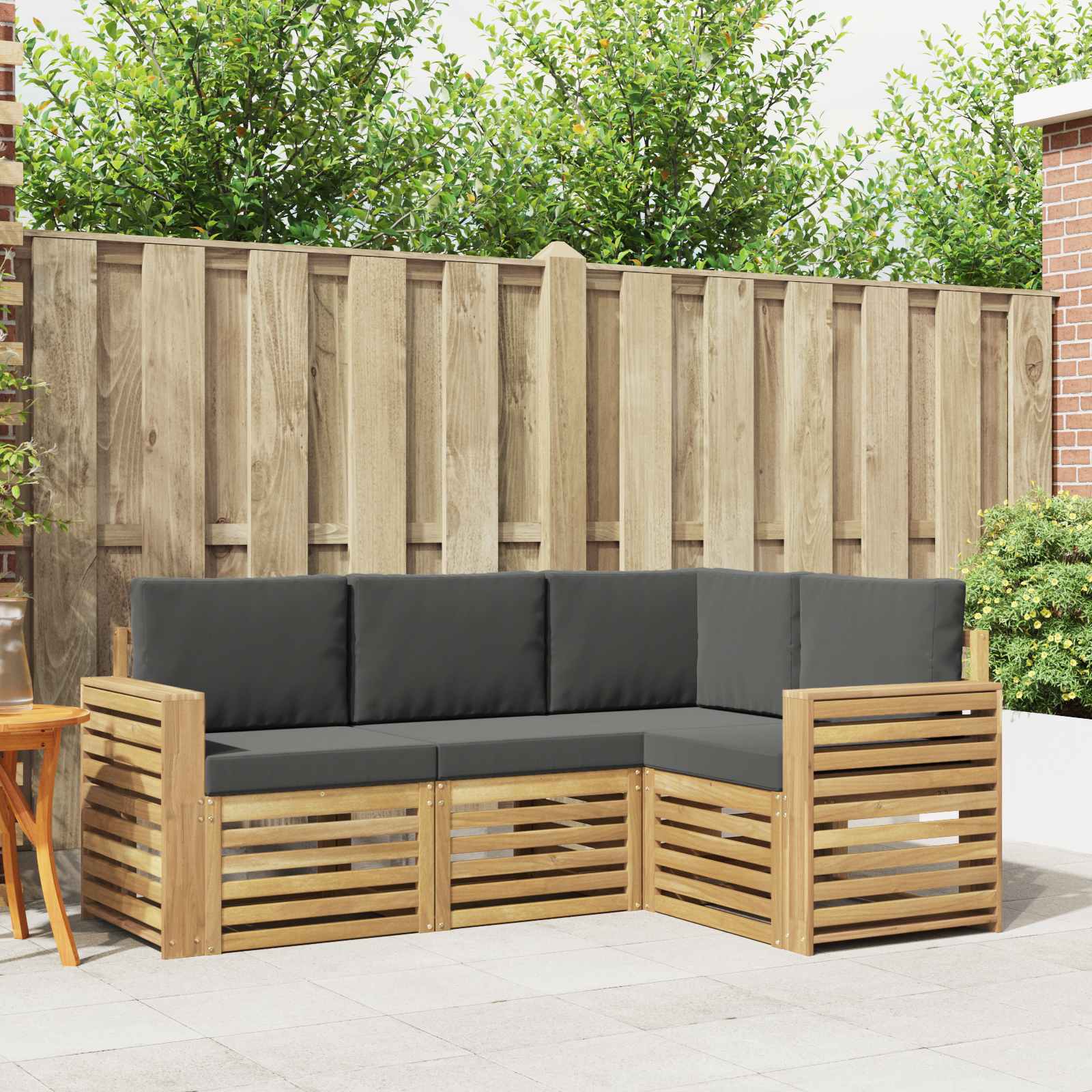 Outdoor-Sofagarnitur 4 stk. Weiß und Anthrazit Polyester