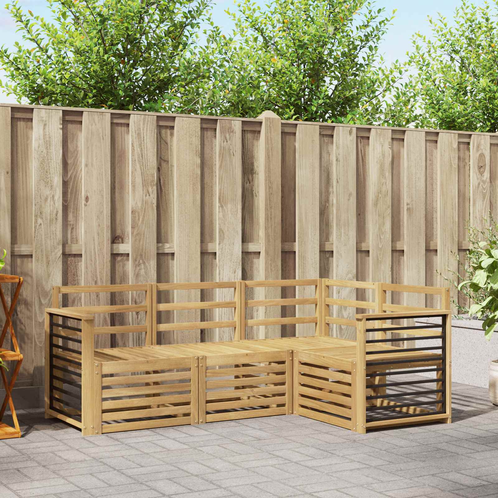 Outdoor-Sofagarnitur 4 stk. Weiß Massivholz Akazie