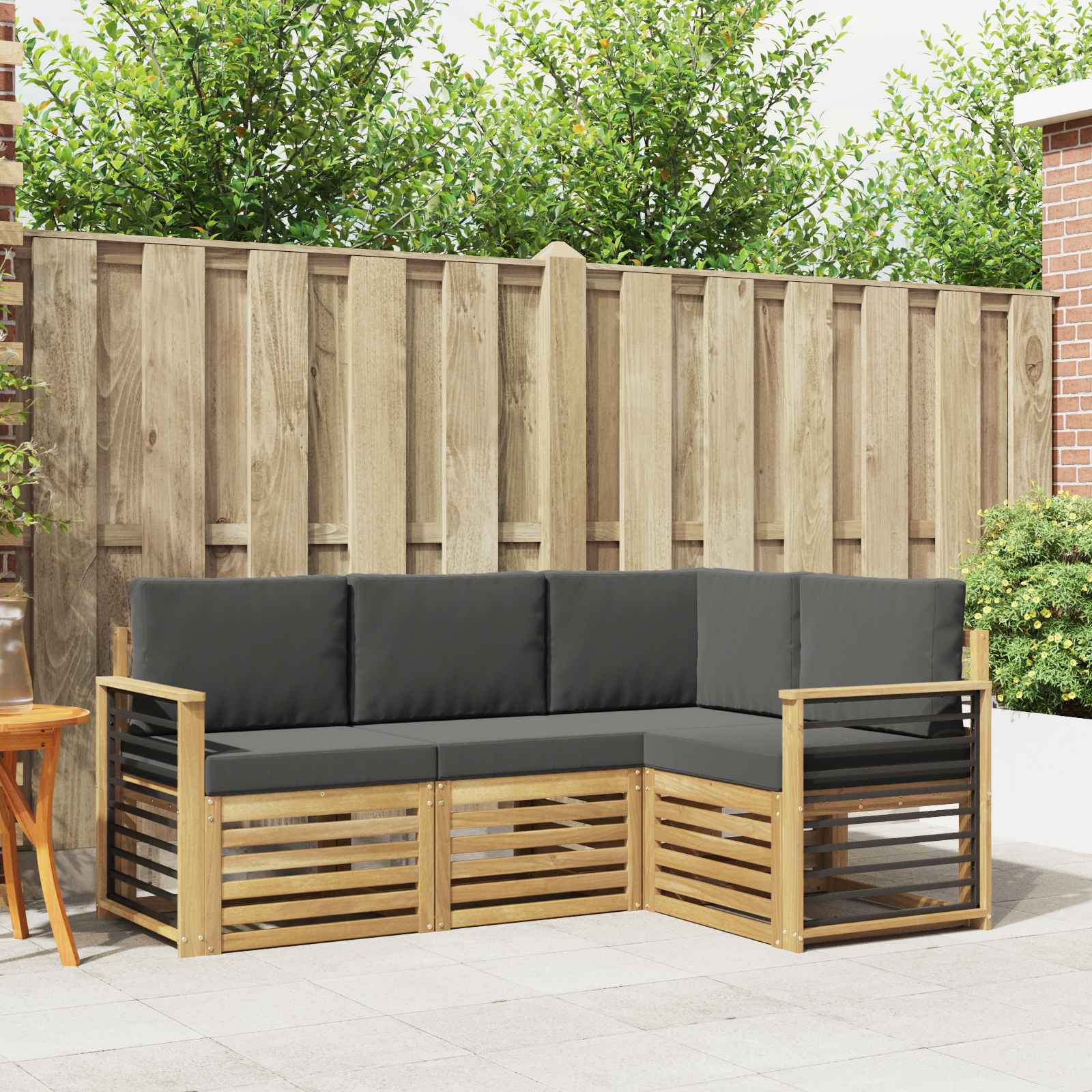 Outdoor-Sofagarnitur 4 stk. Weiß und Anthrazit Polyester