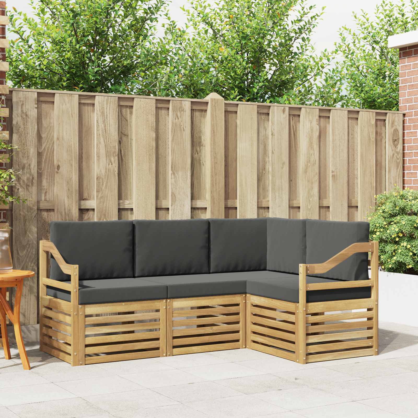 Outdoor-Sofagarnitur 4 stk. Weiß und Anthrazit Polyester