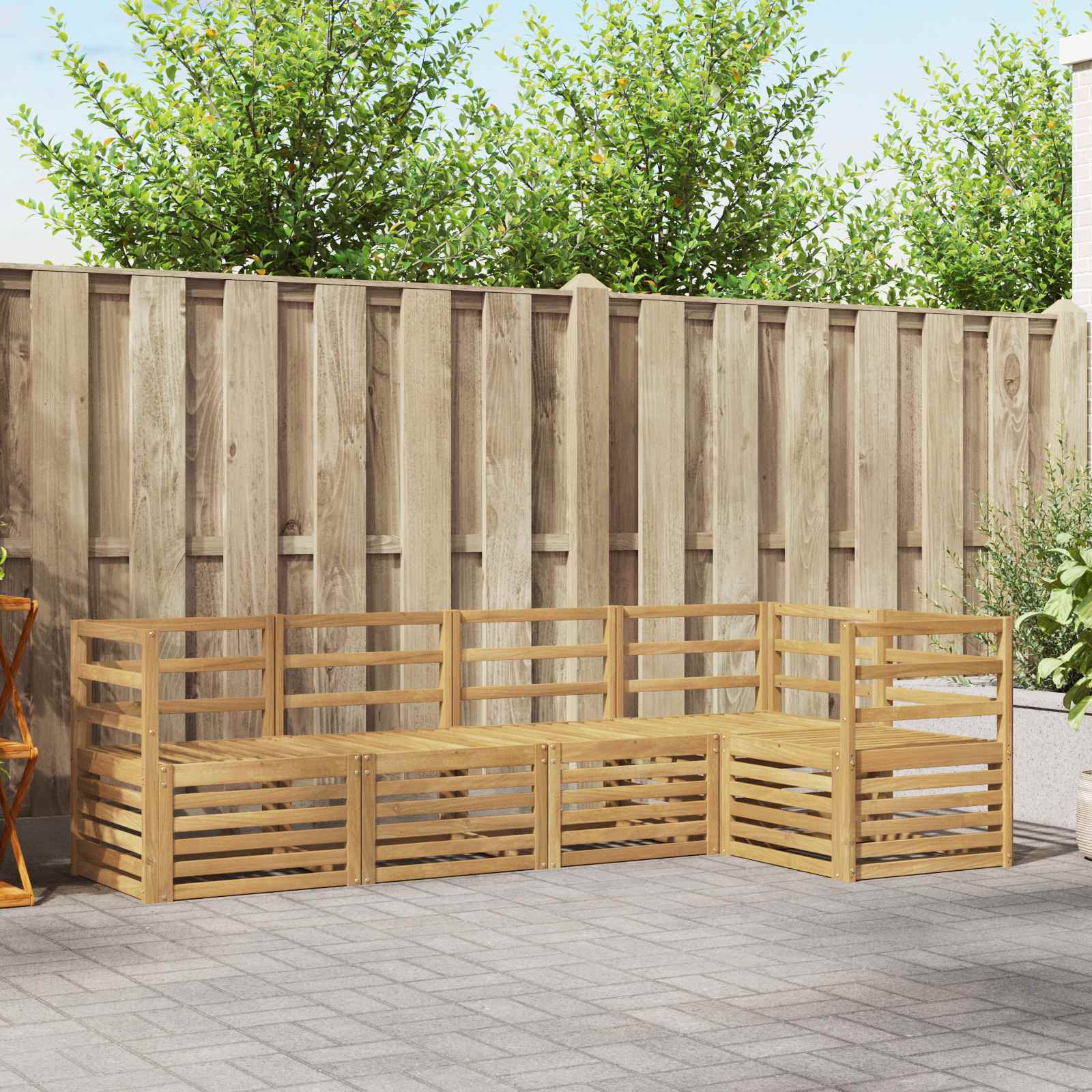 Outdoor-Sofagarnitur 5 stk. Weiß Massivholz Akazie