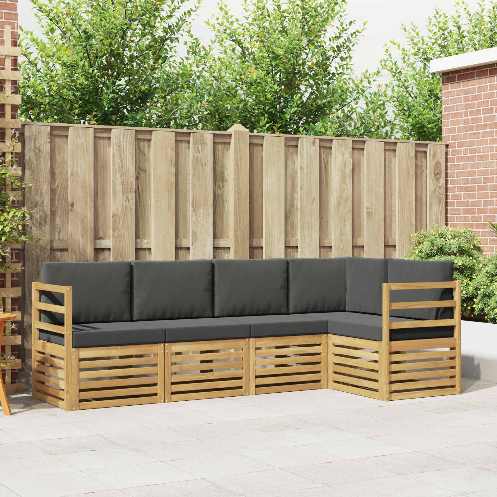 Outdoor-Sofagarnitur 5 stk. Weiß und Anthrazit Polyester