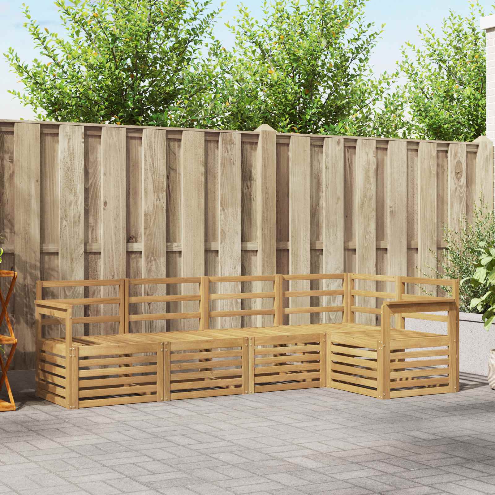 Outdoor-Sofagarnitur 5 stk. Weiß Massivholz Akazie