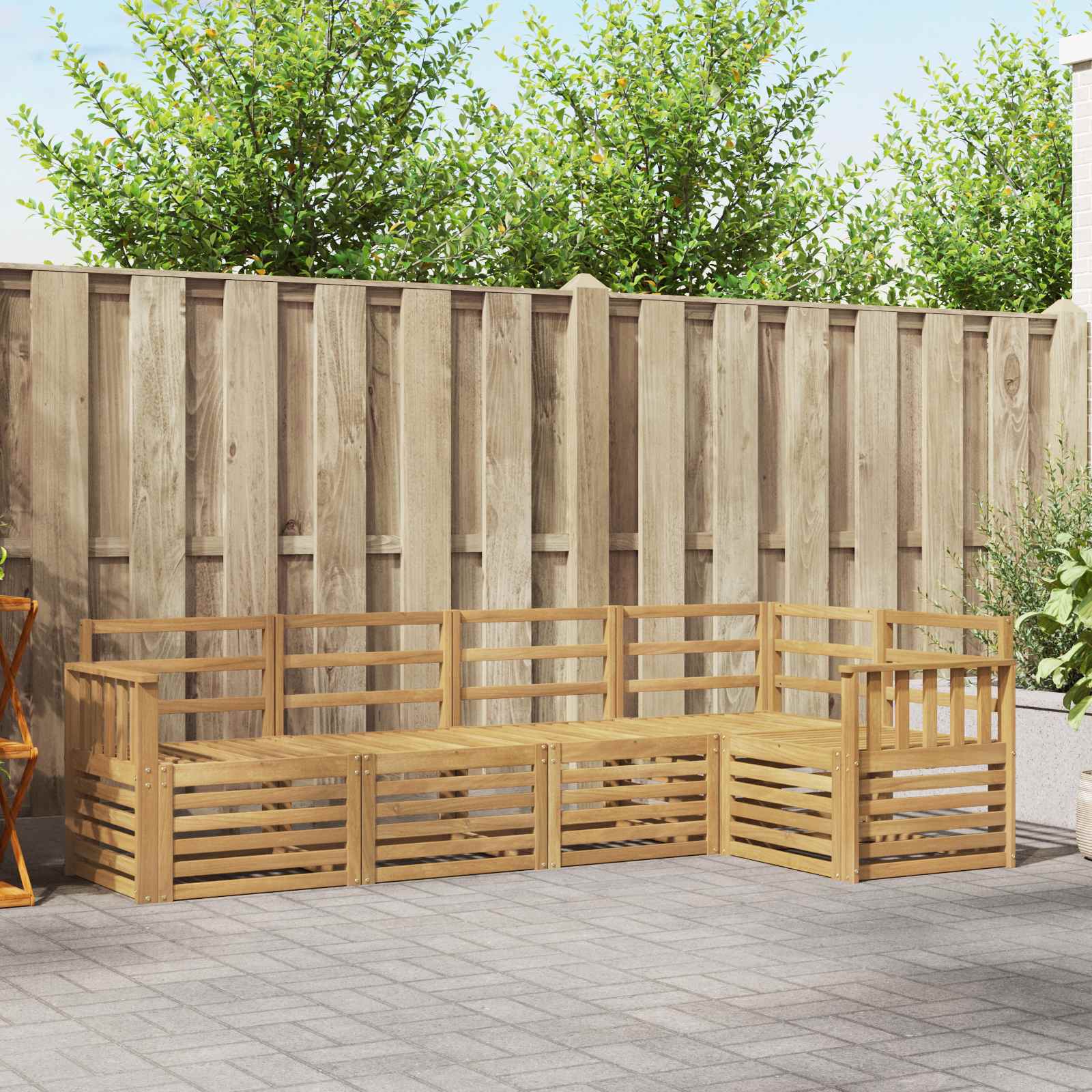 Outdoor-Sofagarnitur 5 stk. Weiß Massivholz Akazie