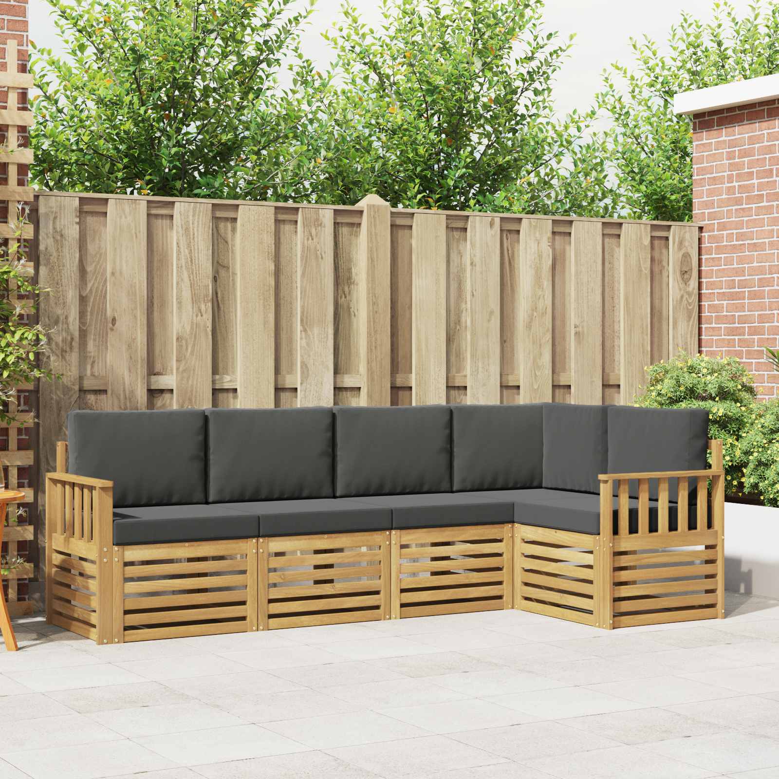 Outdoor-Sofagarnitur 5 stk. Weiß und Anthrazit Polyester