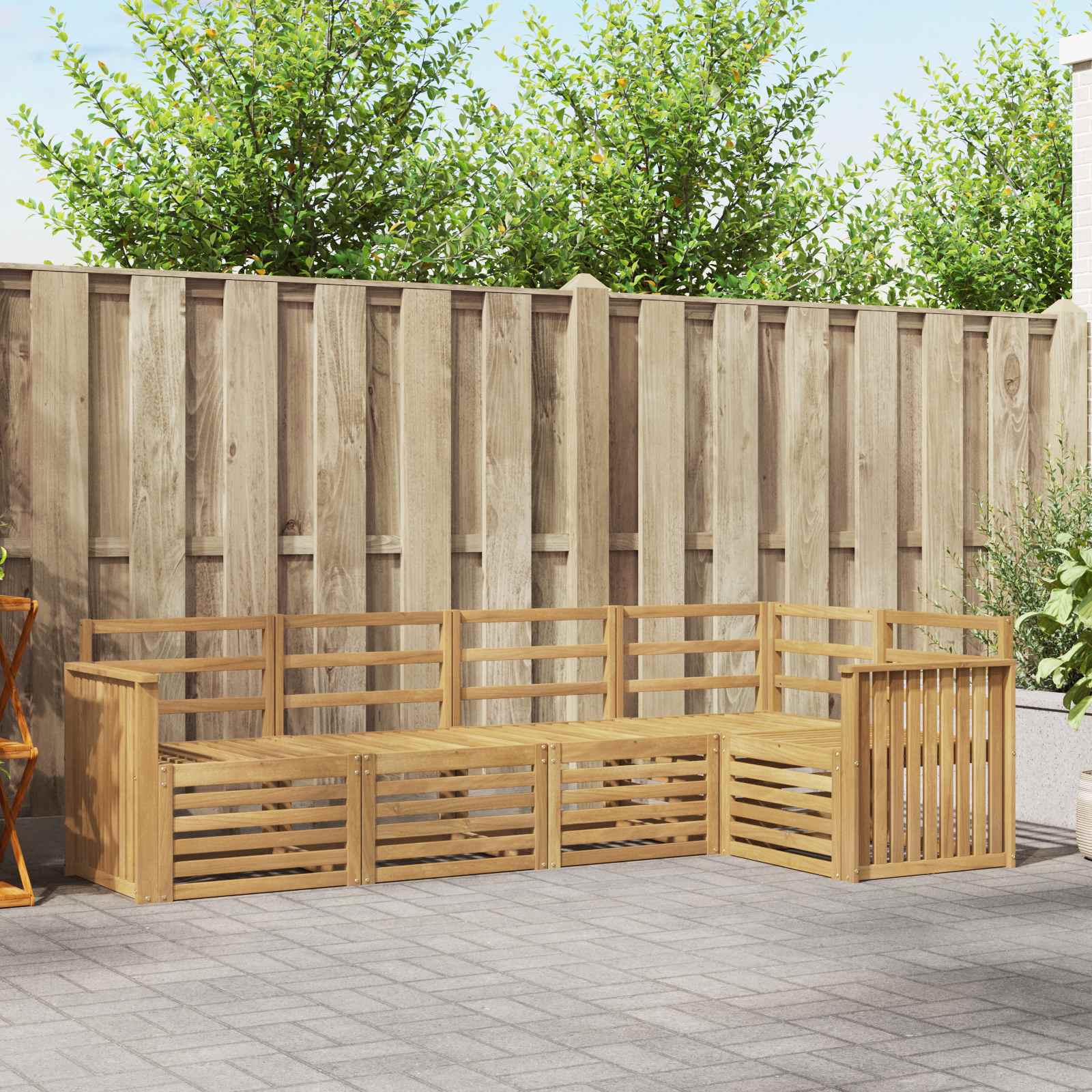 Outdoor-Sofagarnitur 5 stk. Weiß Massivholz Akazie