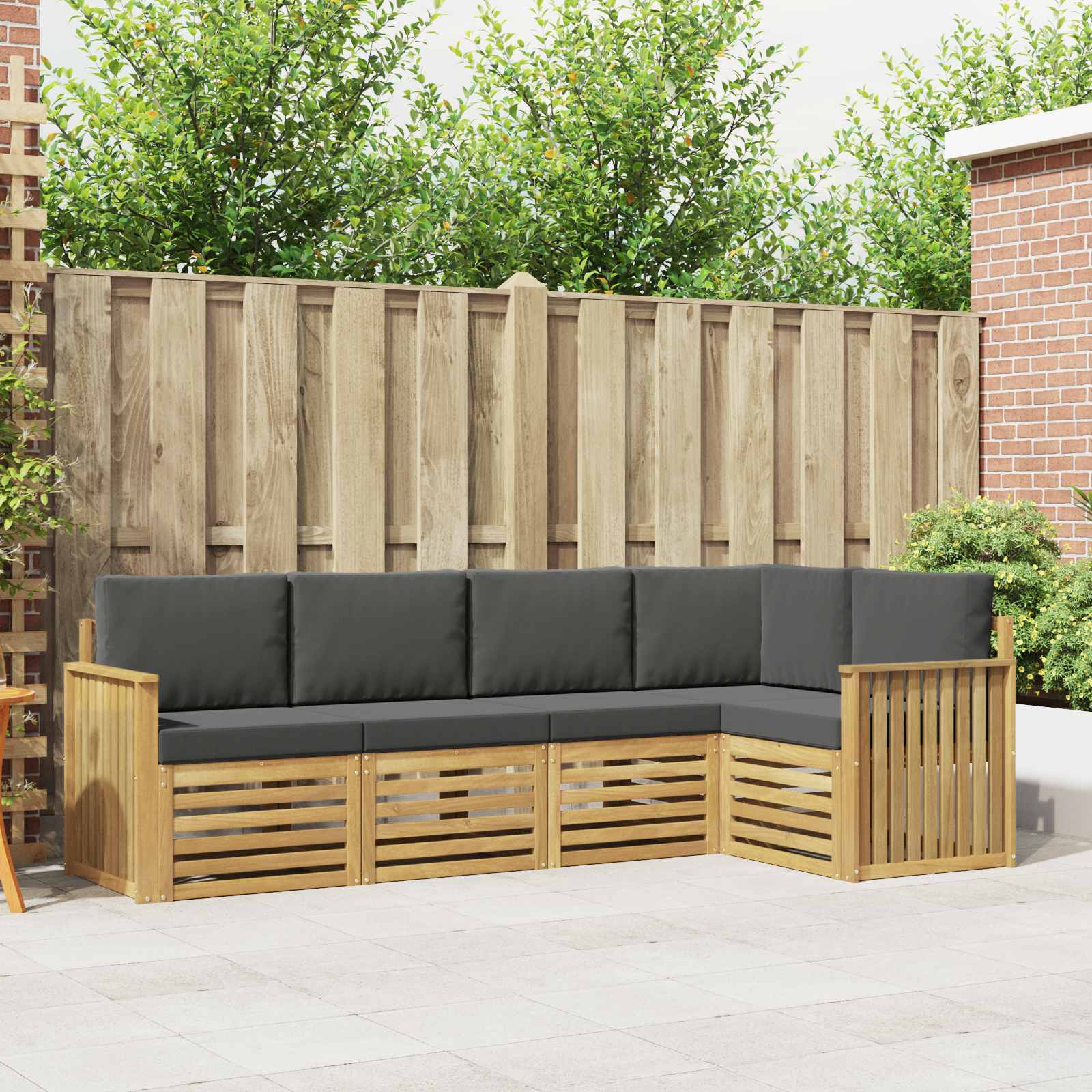 Outdoor-Sofagarnitur 5 stk. Weiß und Anthrazit Polyester