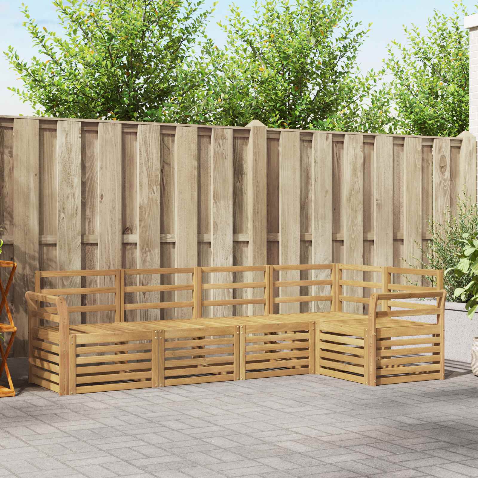 Outdoor-Sofagarnitur 5 stk. Weiß Massivholz Akazie