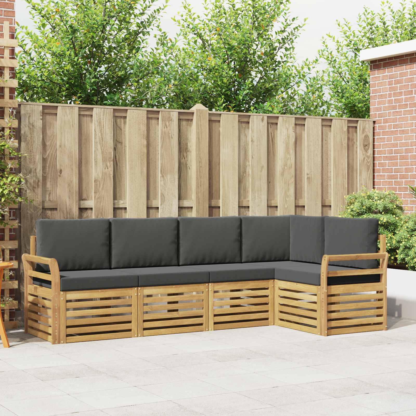 Outdoor-Sofagarnitur 5 stk. Weiß und Anthrazit Polyester