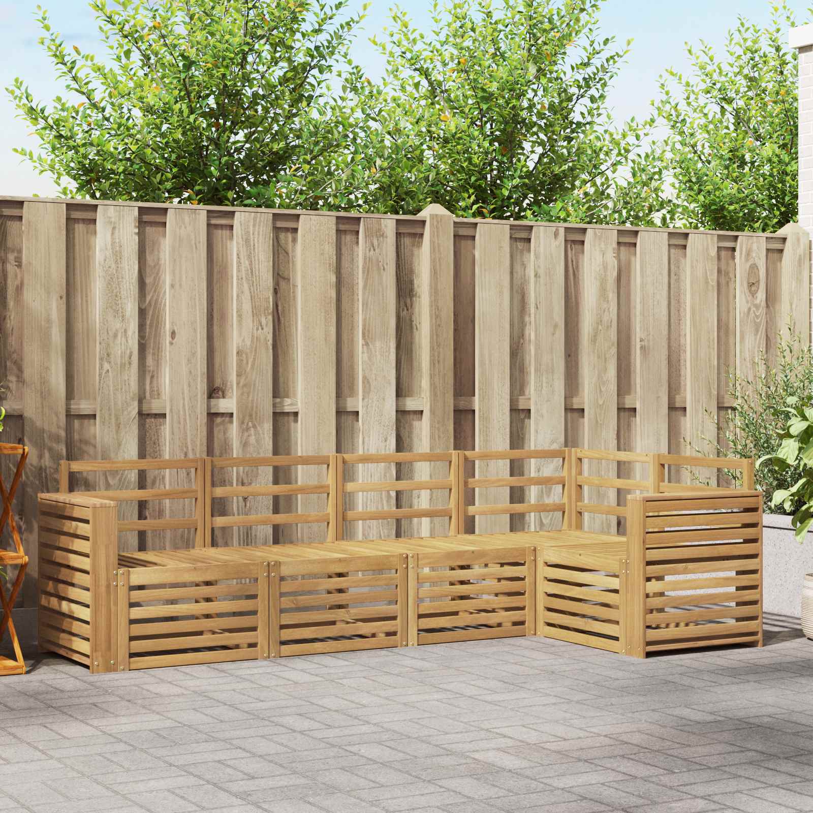 Outdoor-Sofagarnitur 5 stk. Weiß Massivholz Akazie
