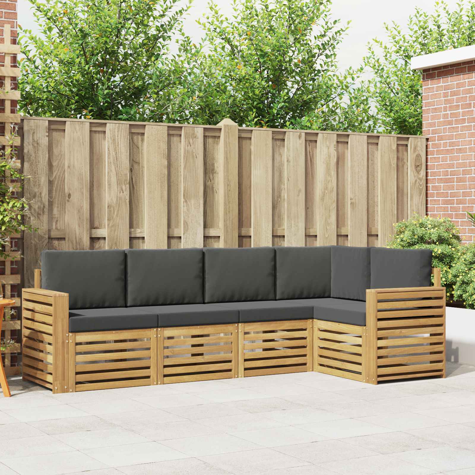 Outdoor-Sofagarnitur 5 stk. Weiß und Anthrazit Polyester