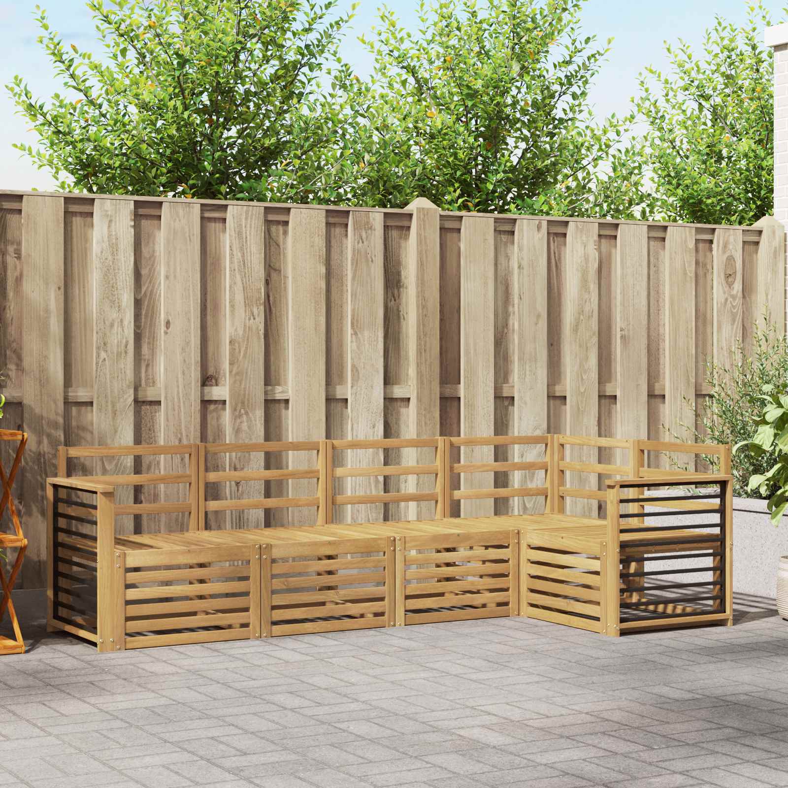 Outdoor-Sofagarnitur 5 stk. Weiß Massivholz Akazie