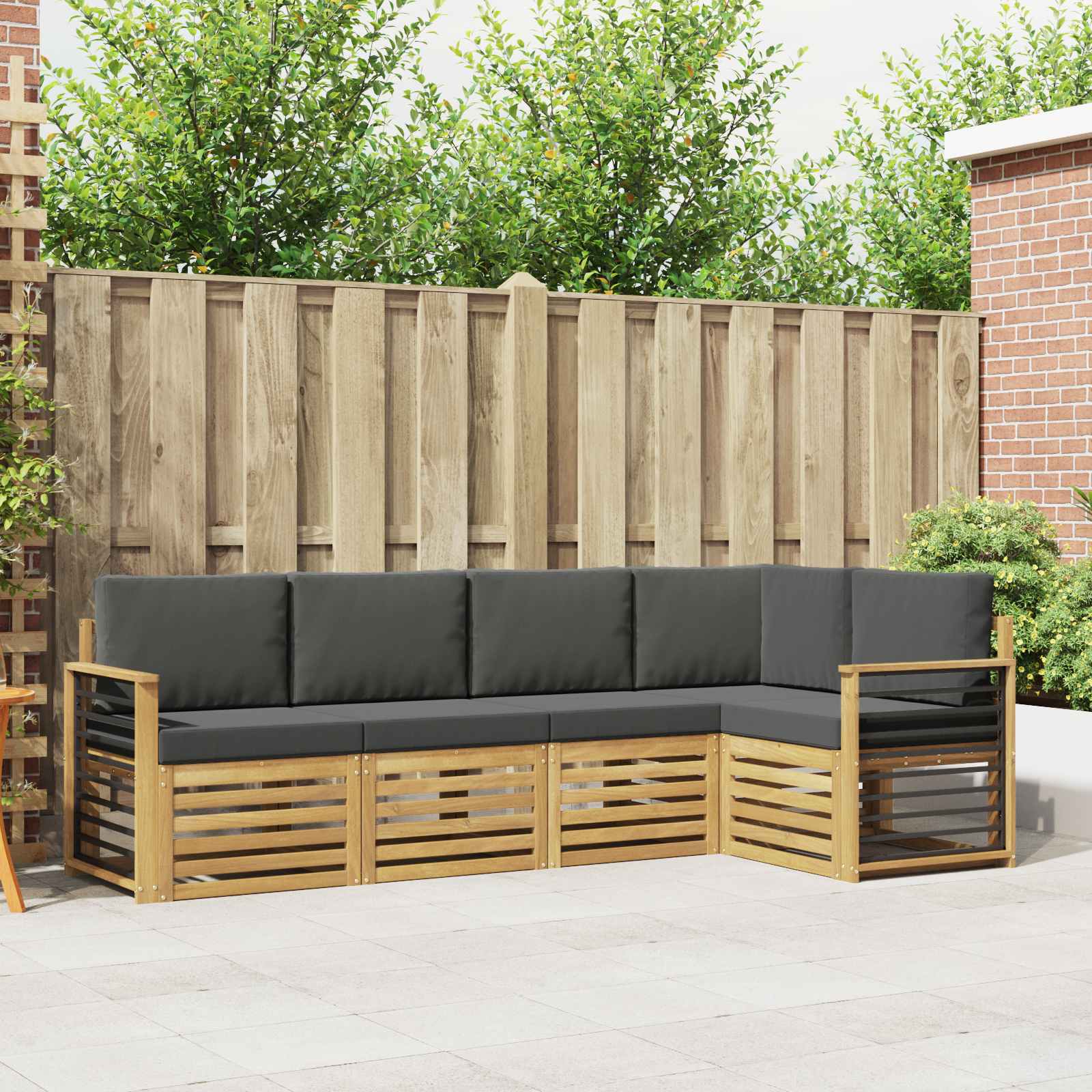 Outdoor-Sofagarnitur 5 stk. Weiß und Anthrazit Polyester