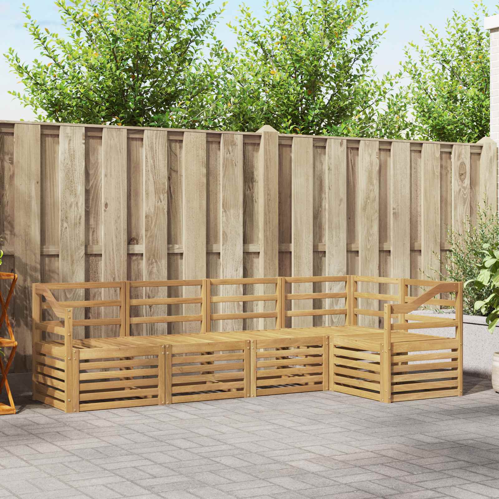 Outdoor-Sofagarnitur 5 stk. Weiß Massivholz Akazie