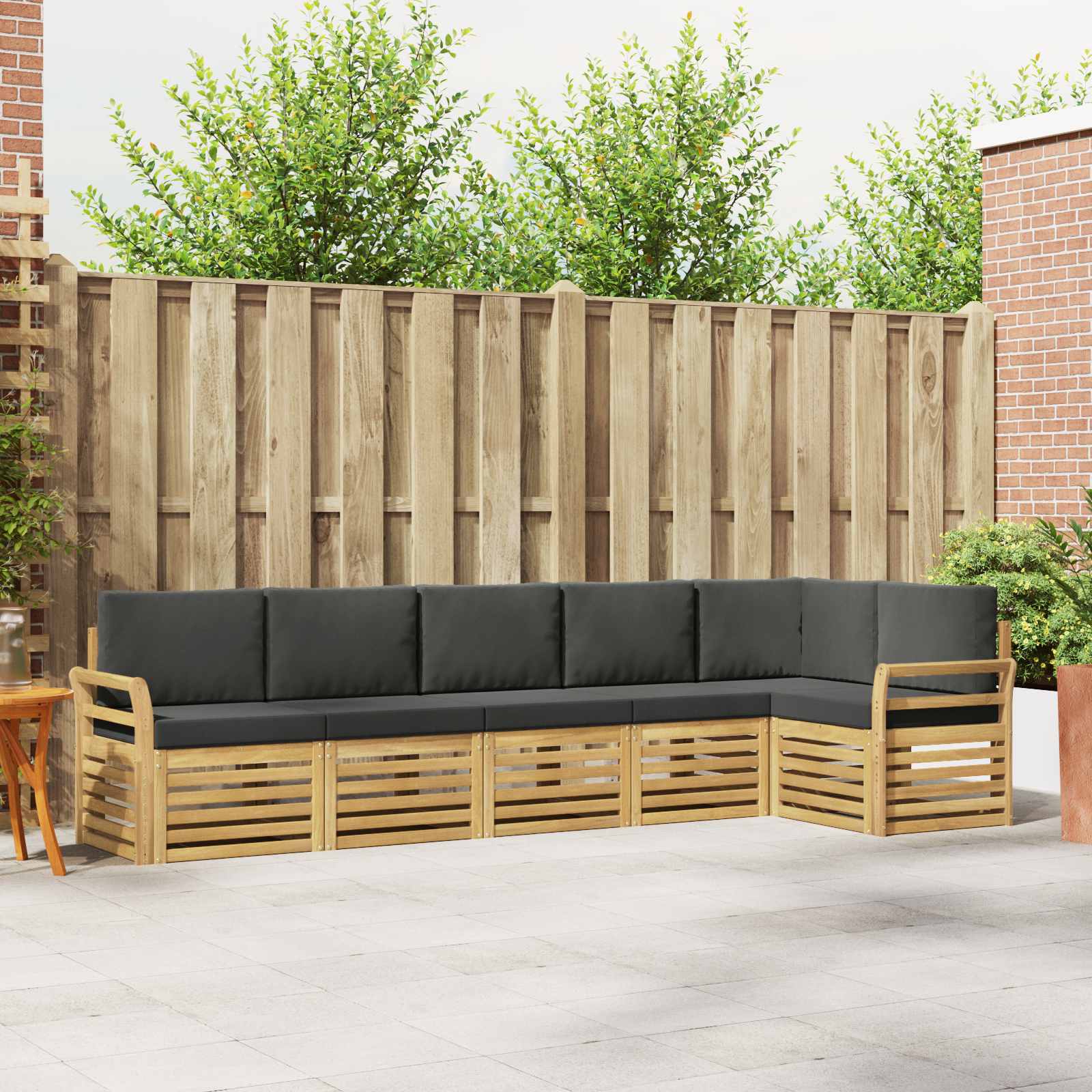 Outdoor-Sofagarnitur 6 stk. Weiß und Anthrazit Polyester