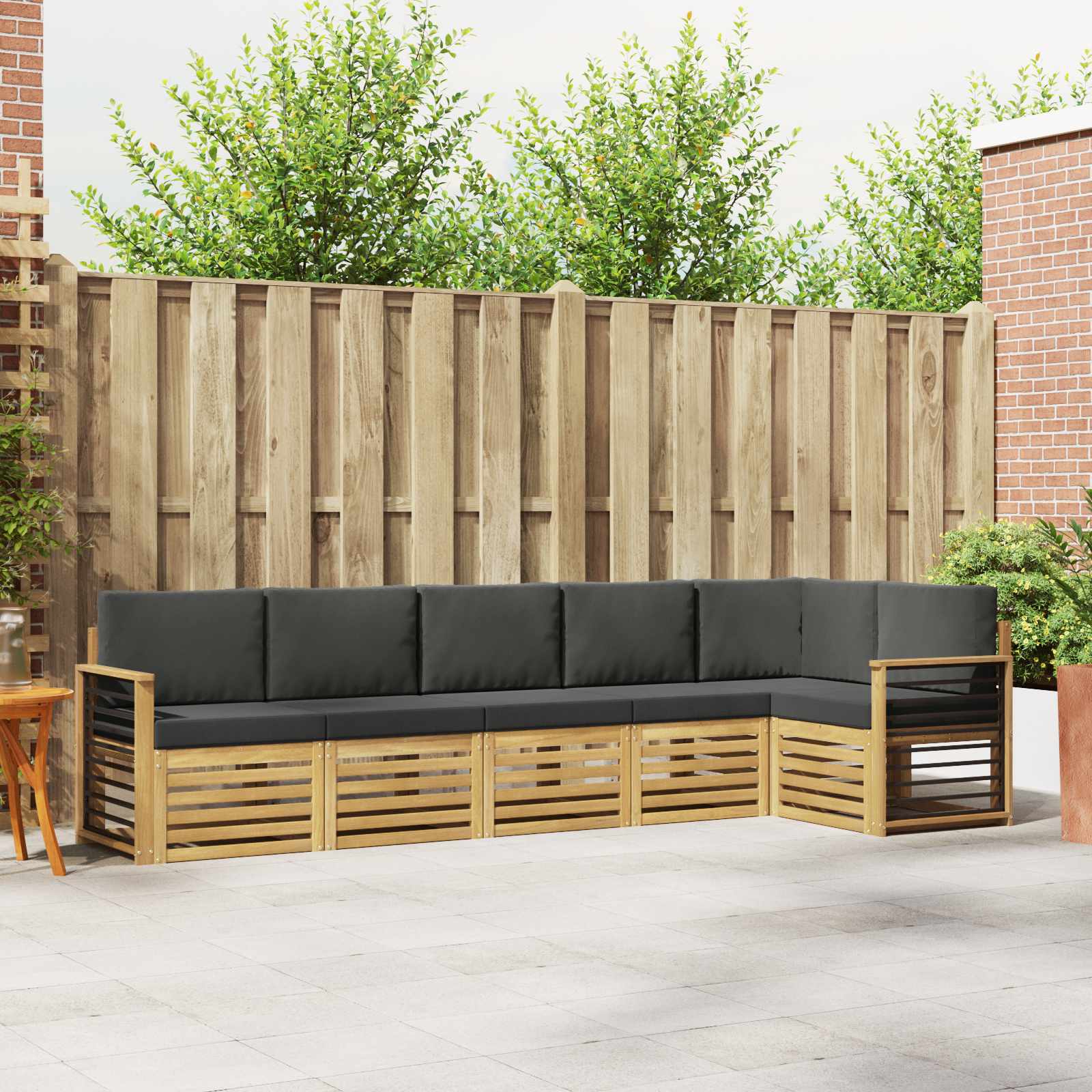 Outdoor-Sofagarnitur 6 stk. Weiß und Anthrazit Polyester