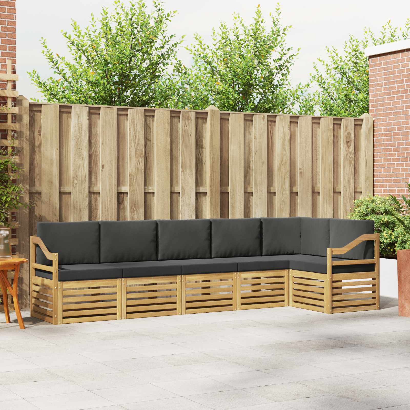 Outdoor-Sofagarnitur 6 stk. Weiß und Anthrazit Polyester