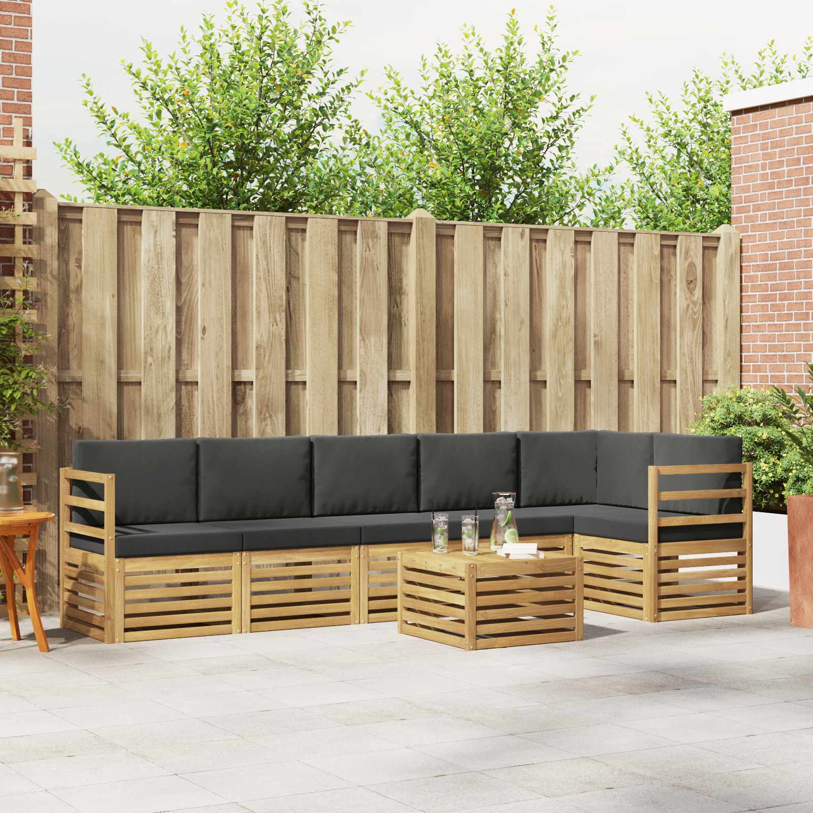 Outdoor-Sofagarnitur 7 stk. Weiß und Anthrazit Polyester
