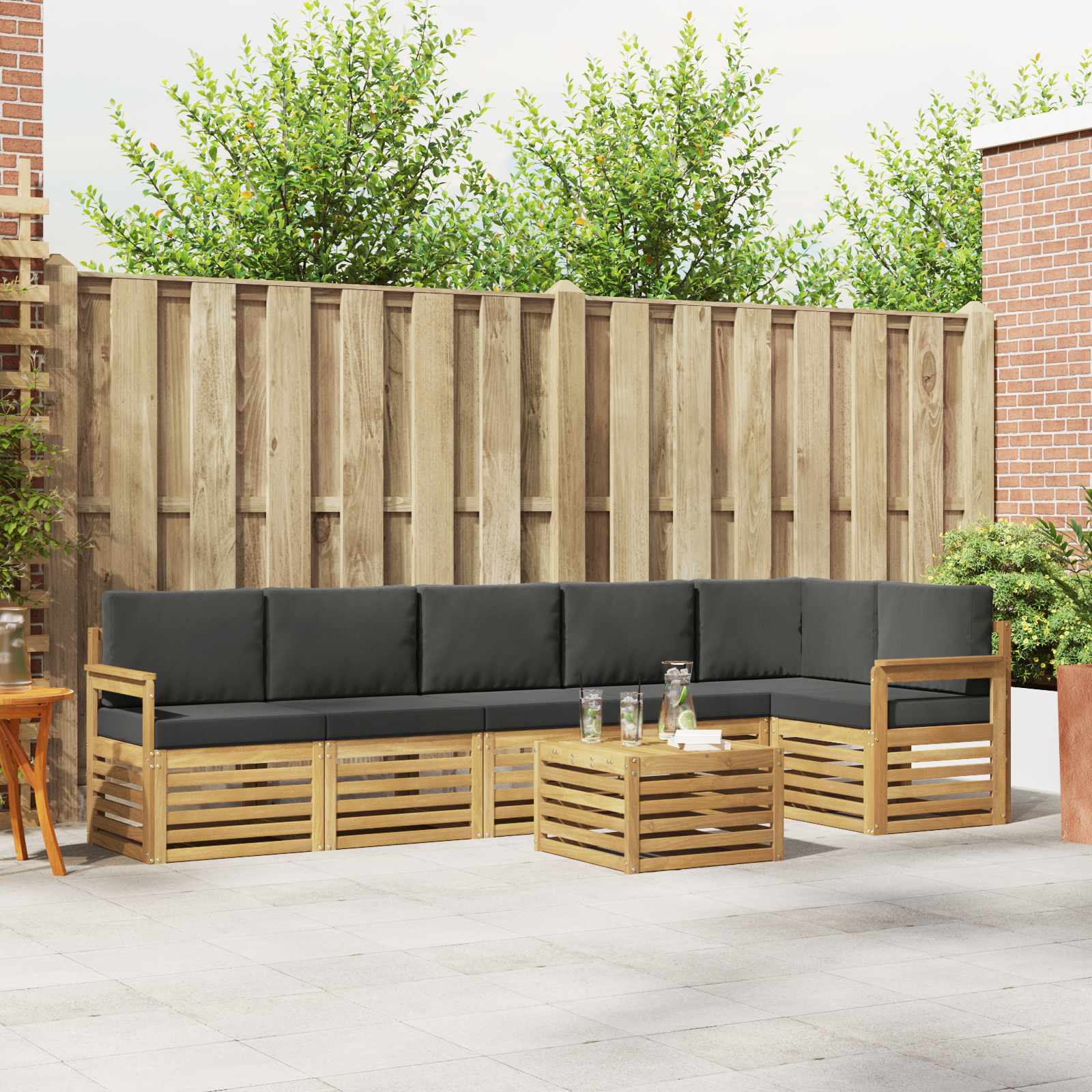Outdoor-Sofagarnitur 7 stk. Weiß und Anthrazit Polyester