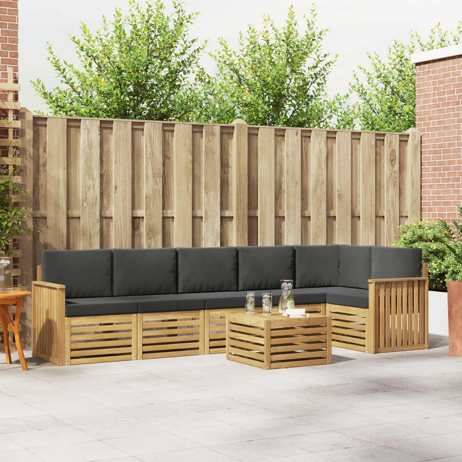 Outdoor-Sofagarnitur 7 stk. Weiß und Anthrazit Polyester