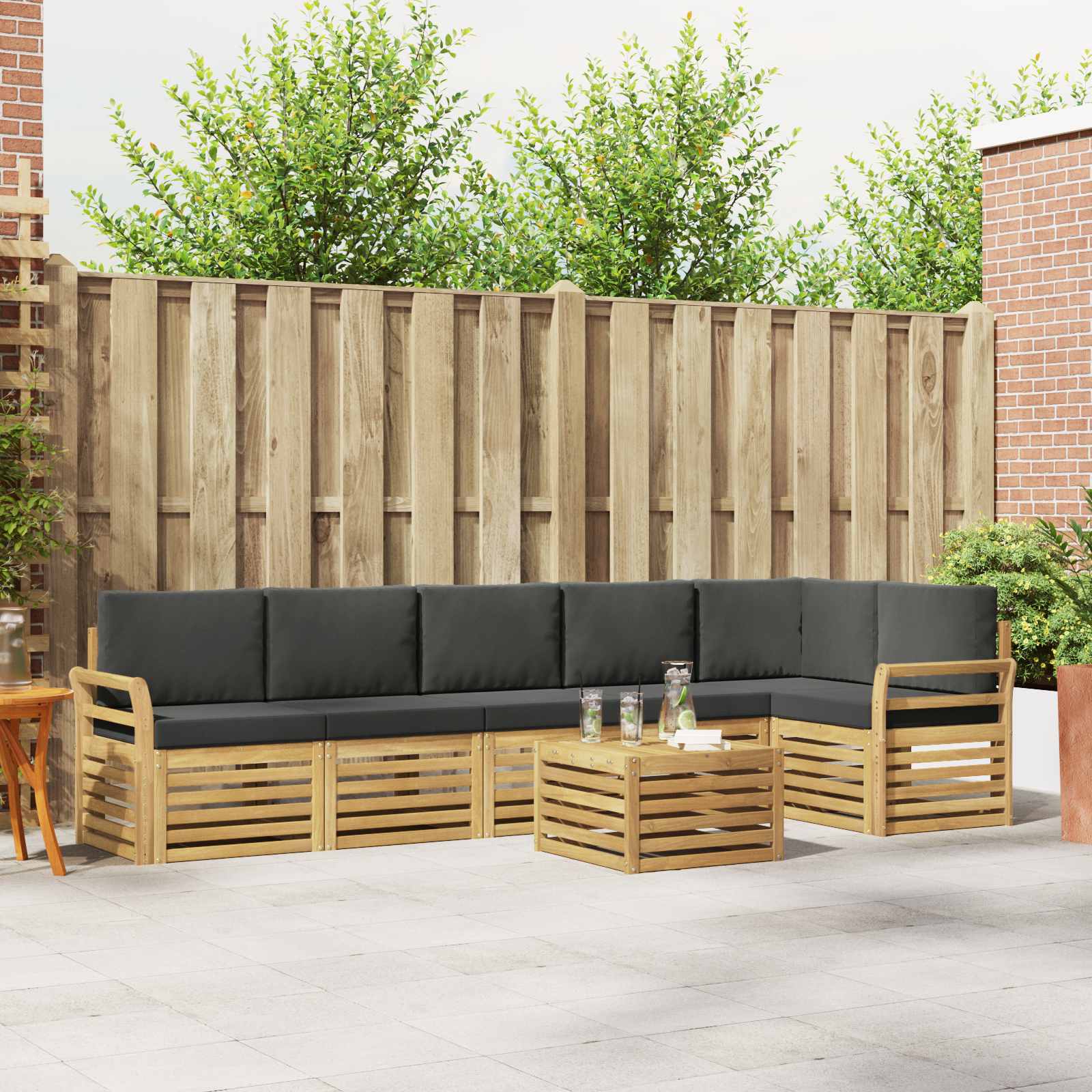 Outdoor-Sofagarnitur 7 stk. Weiß und Anthrazit Polyester