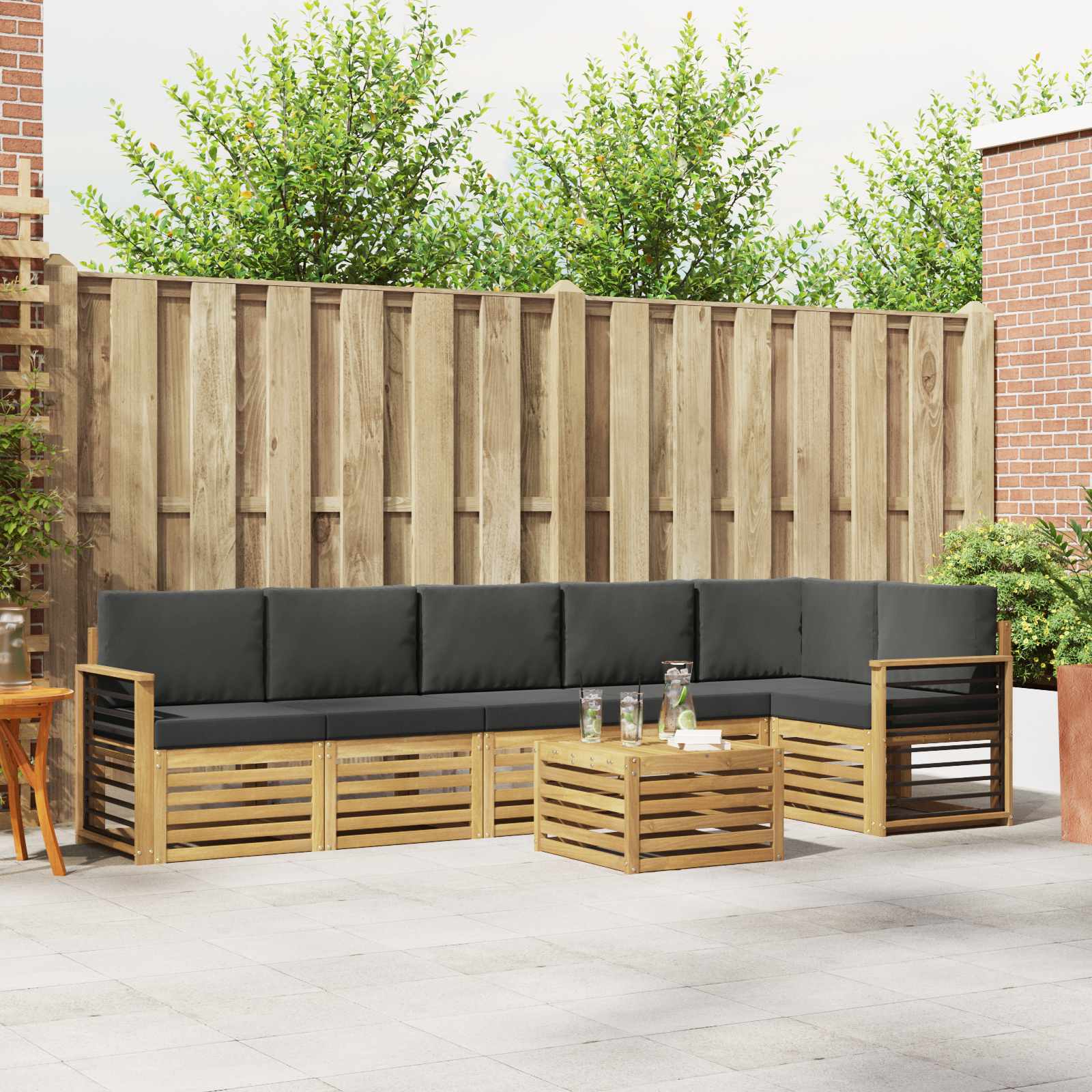 Outdoor-Sofagarnitur 7 stk. Weiß und Anthrazit Polyester