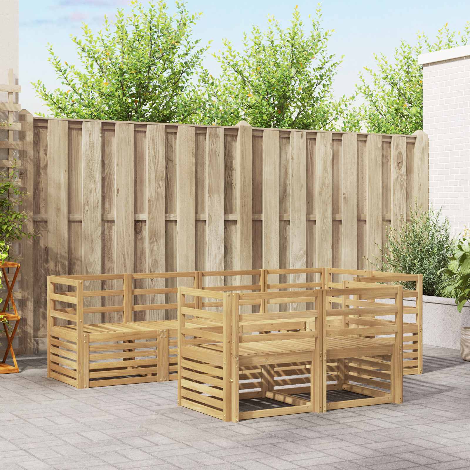 Outdoor-Sofagarnitur 7 stk. Weiß Massivholz Akazie
