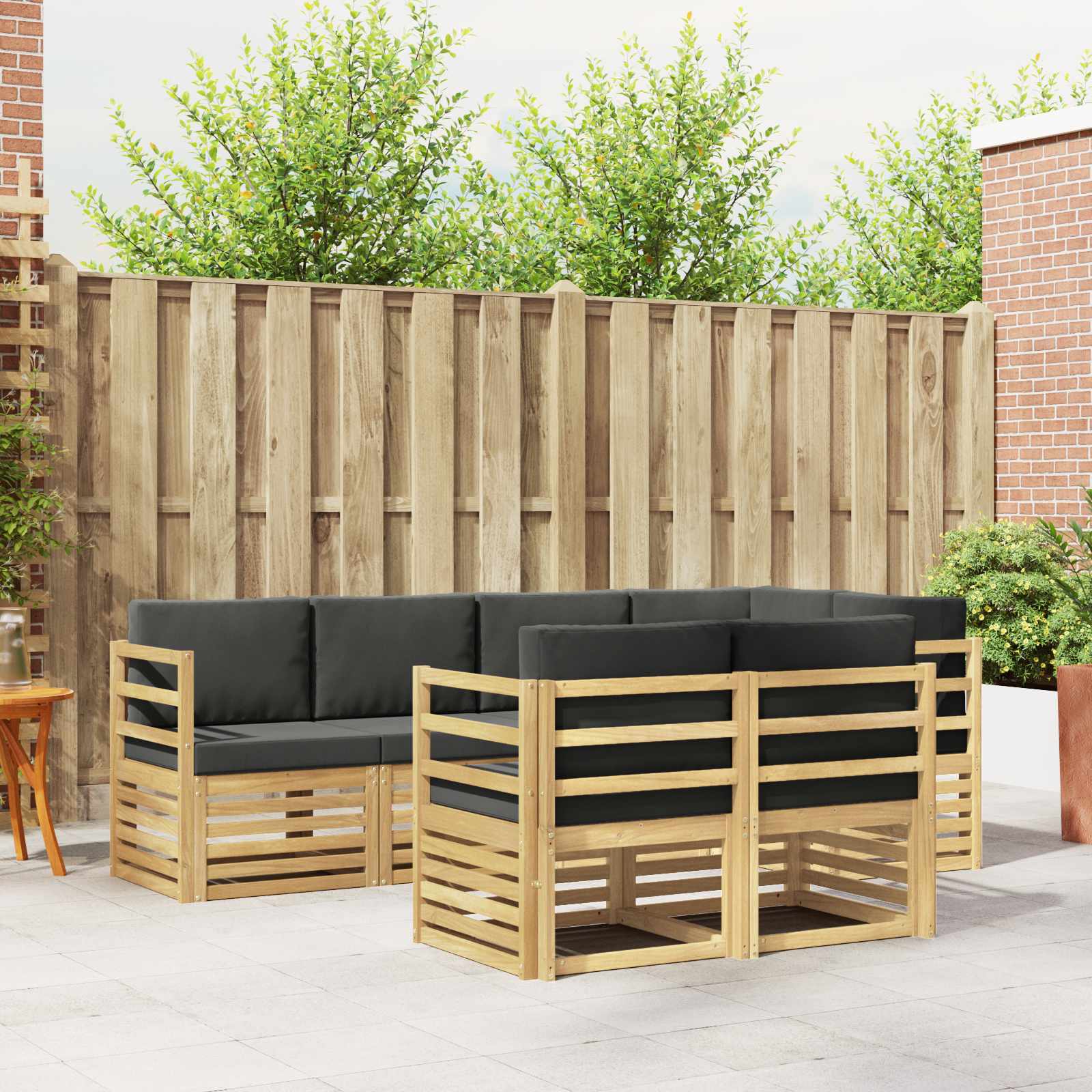 Outdoor-Sofagarnitur 7 stk. Weiß und Anthrazit Polyester