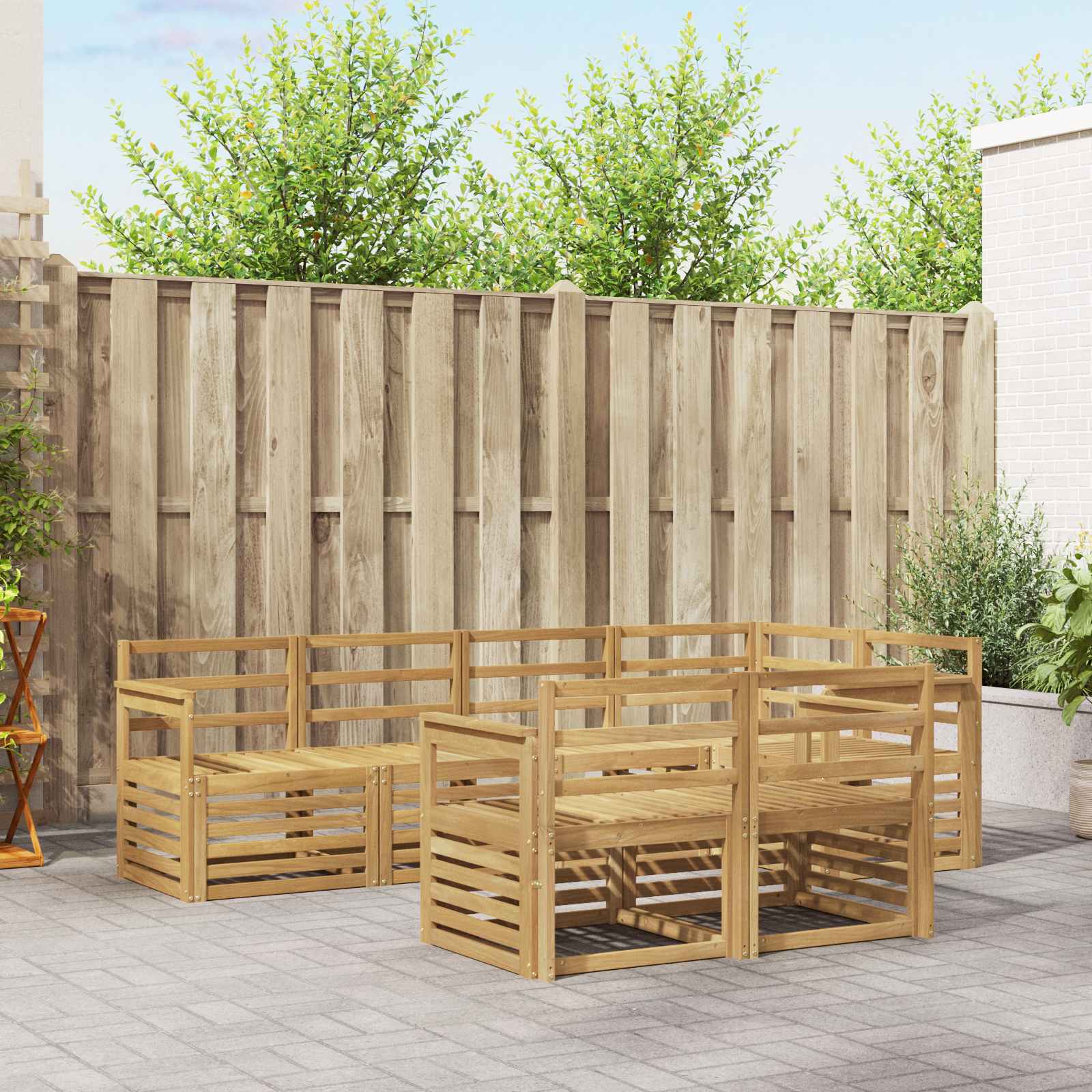 Outdoor-Sofagarnitur 7 stk. Weiß Massivholz Akazie