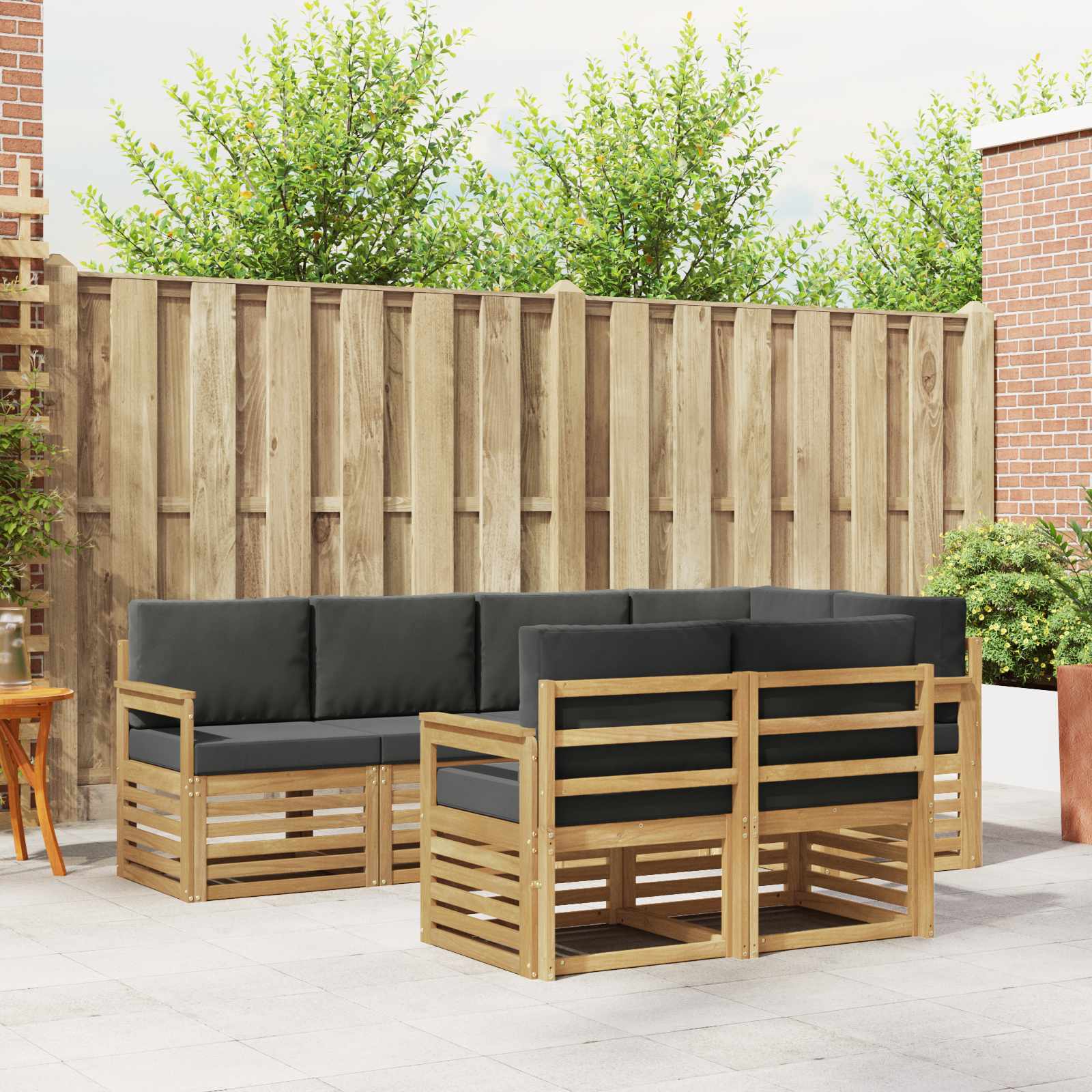Outdoor-Sofagarnitur 7 stk. Weiß und Anthrazit Polyester