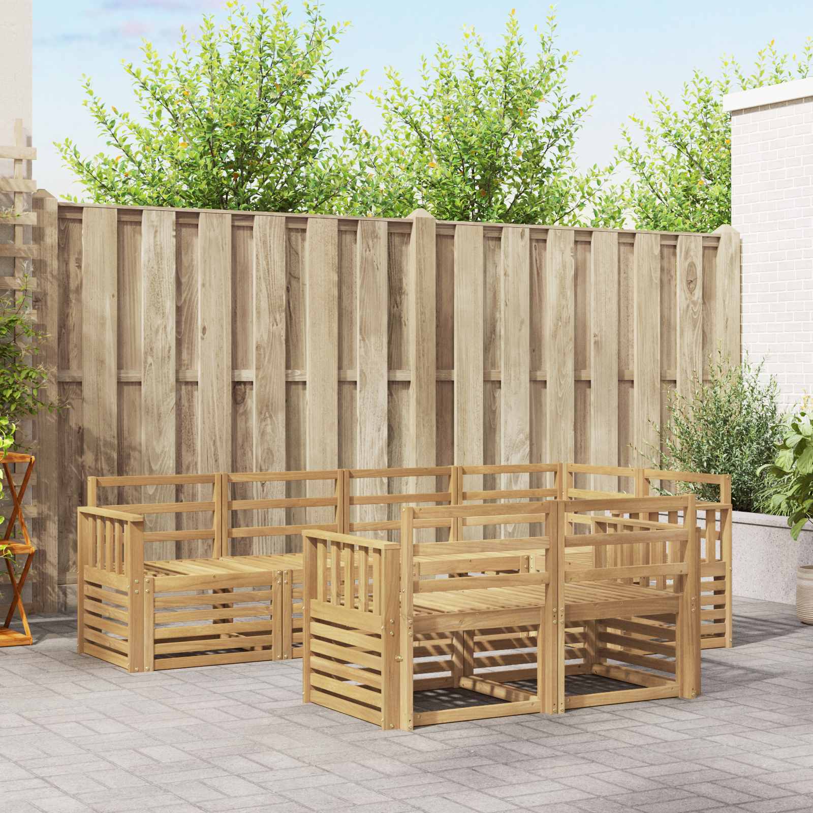 Outdoor-Sofagarnitur 7 stk. Weiß Massivholz Akazie