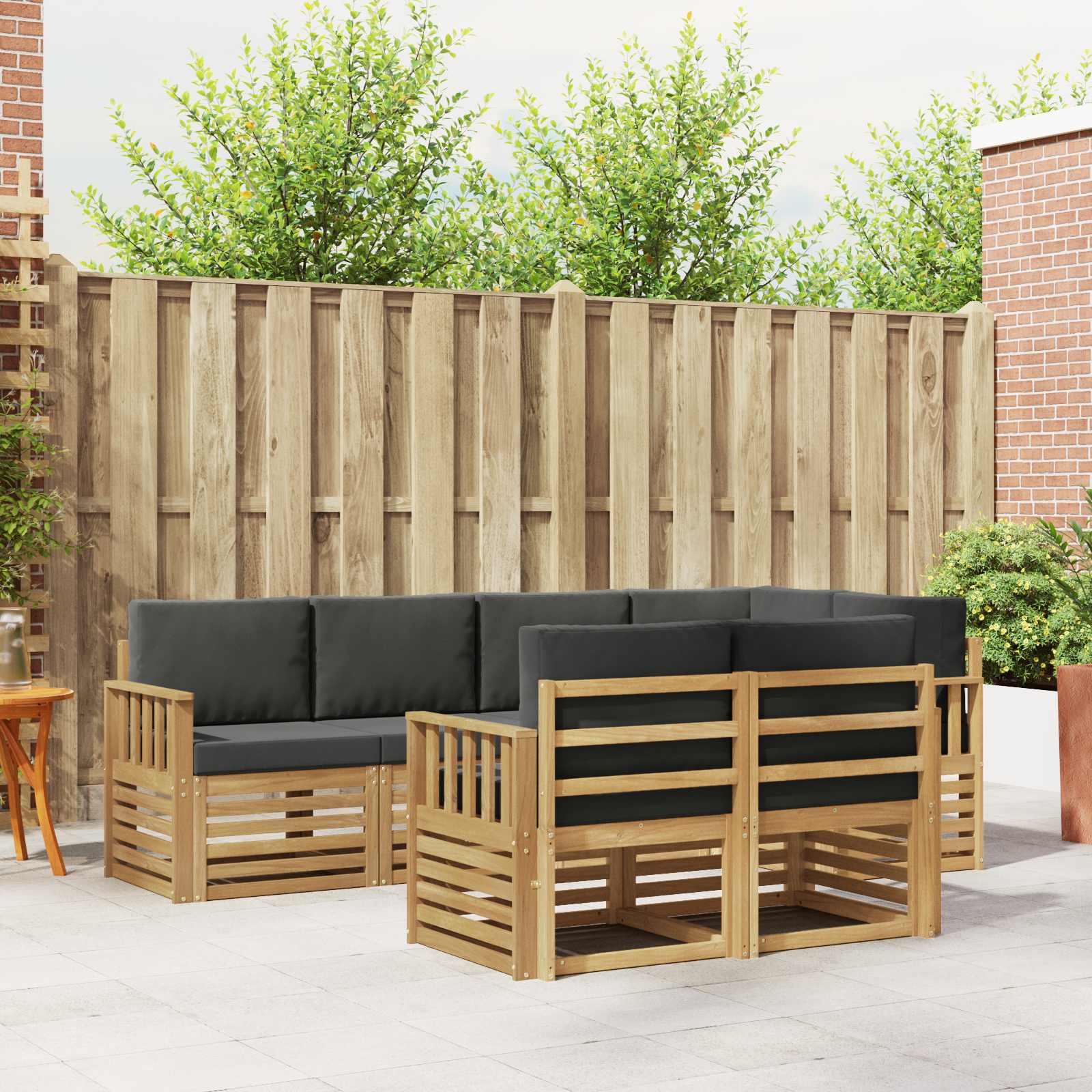 Outdoor-Sofagarnitur 7 stk. Weiß und Anthrazit Polyester