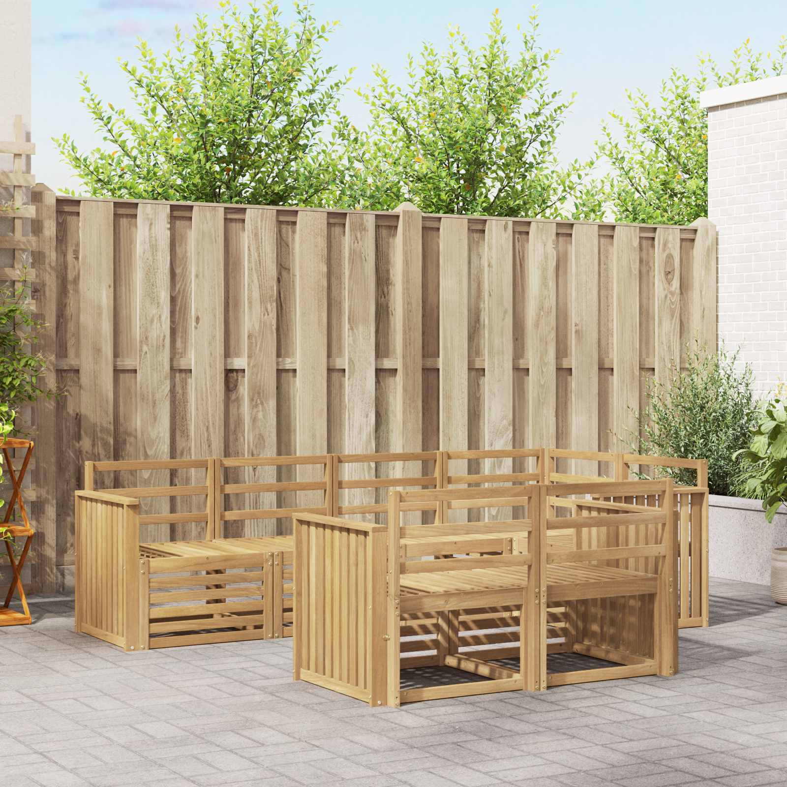 Outdoor-Sofagarnitur 7 stk. Weiß Massivholz Akazie