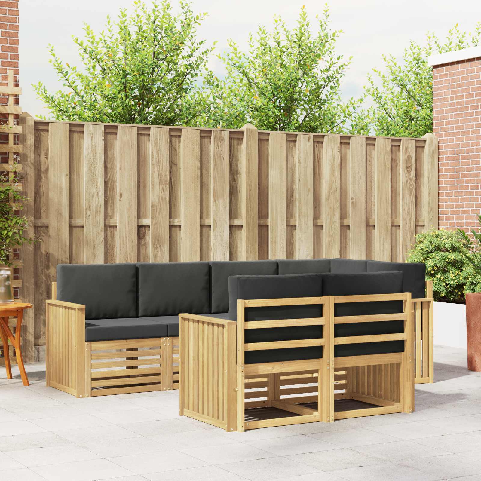 Outdoor-Sofagarnitur 7 stk. Weiß und Anthrazit Polyester