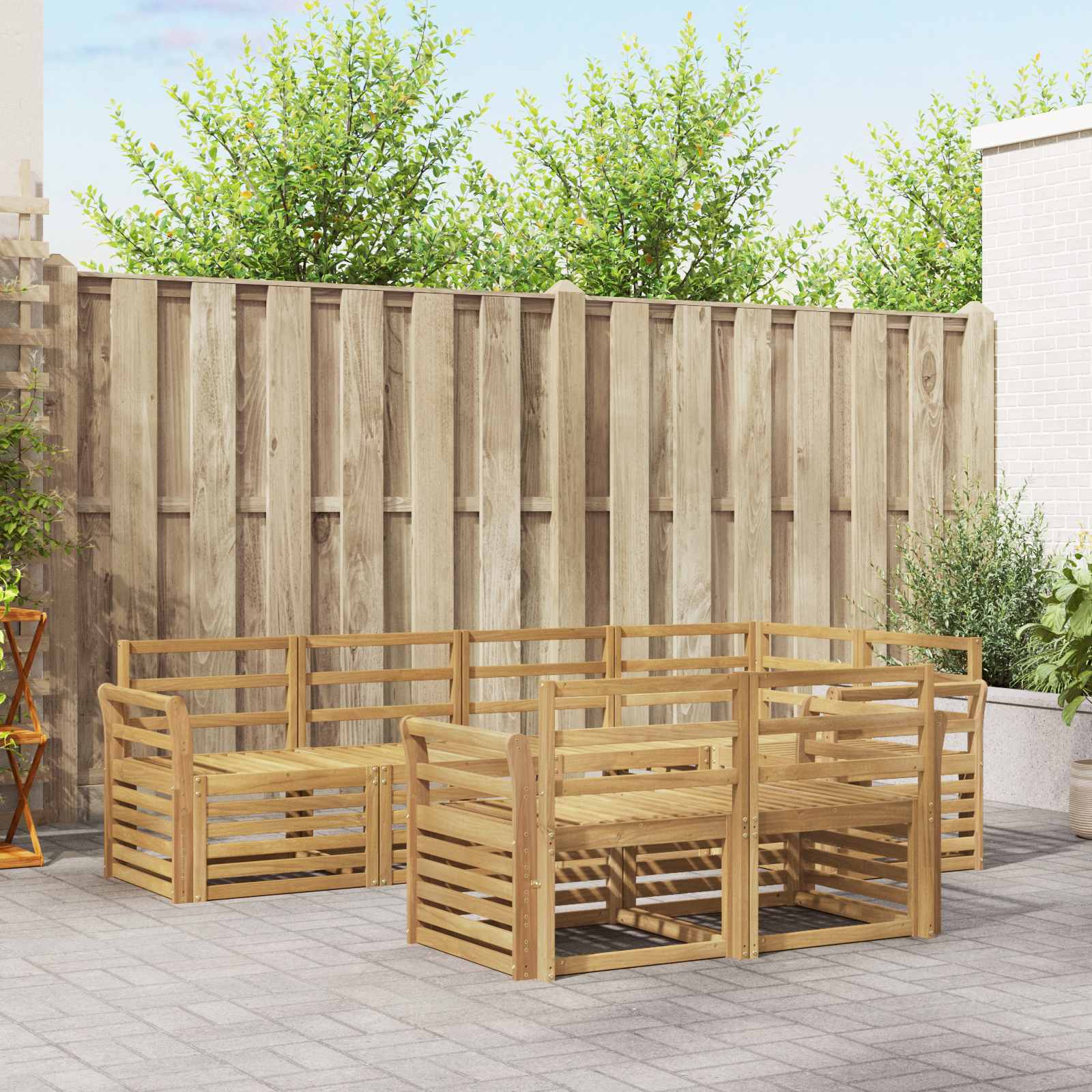 Outdoor-Sofagarnitur 7 stk. Weiß Massivholz Akazie